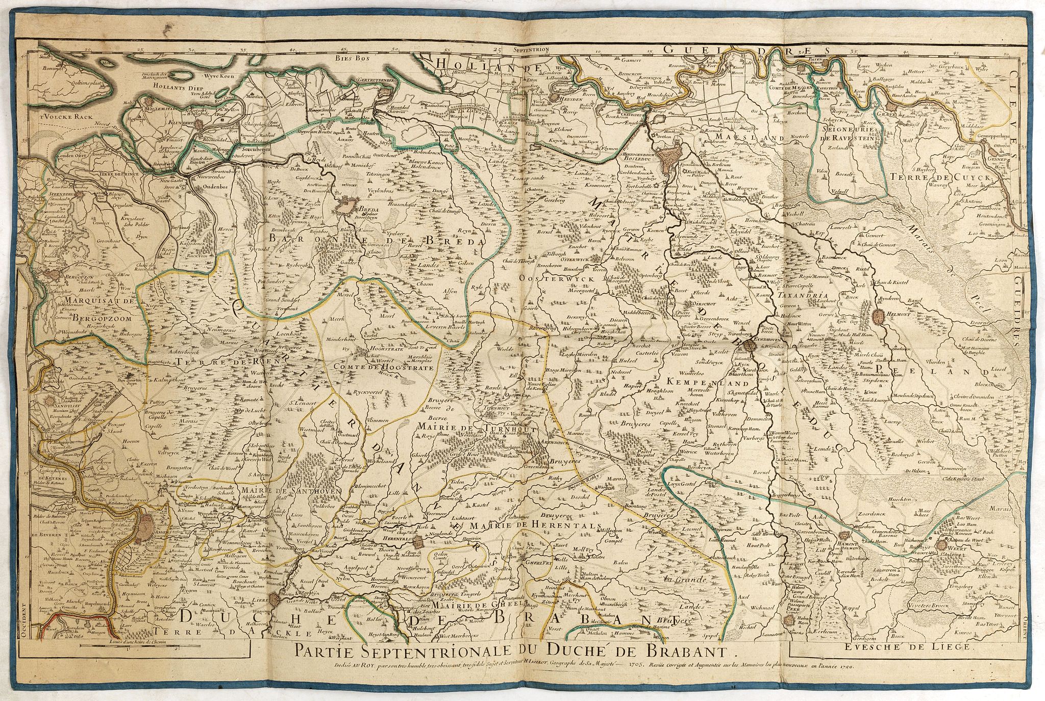 JAILLOT, A.H., Partie septentrionale du duche de Brabant. . ., antique map, old maps