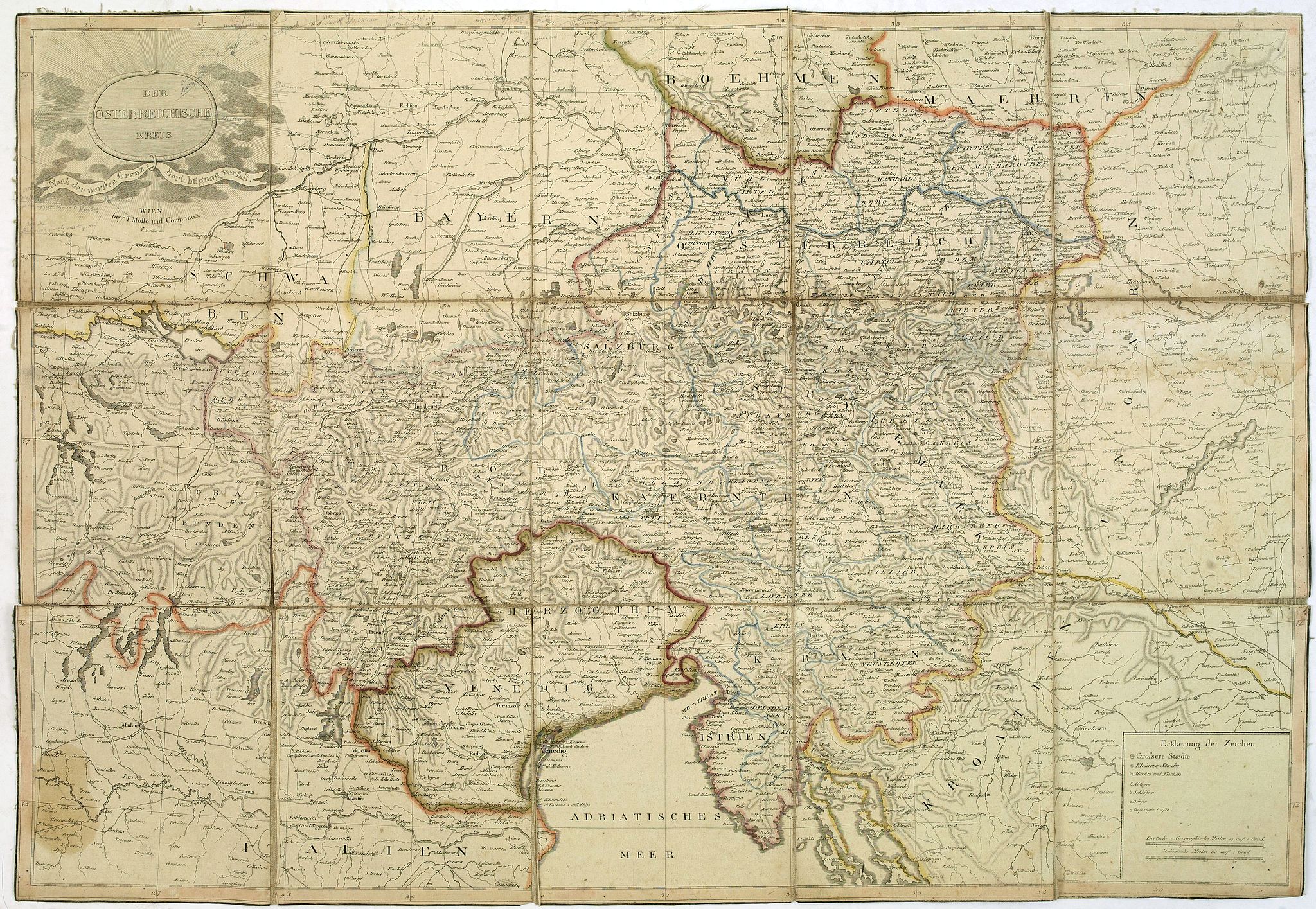 MOLLO, T., Der Osterreichische Kreiss. Nach dem neusten Grenz=Berichtigung verlast., antique map, old maps