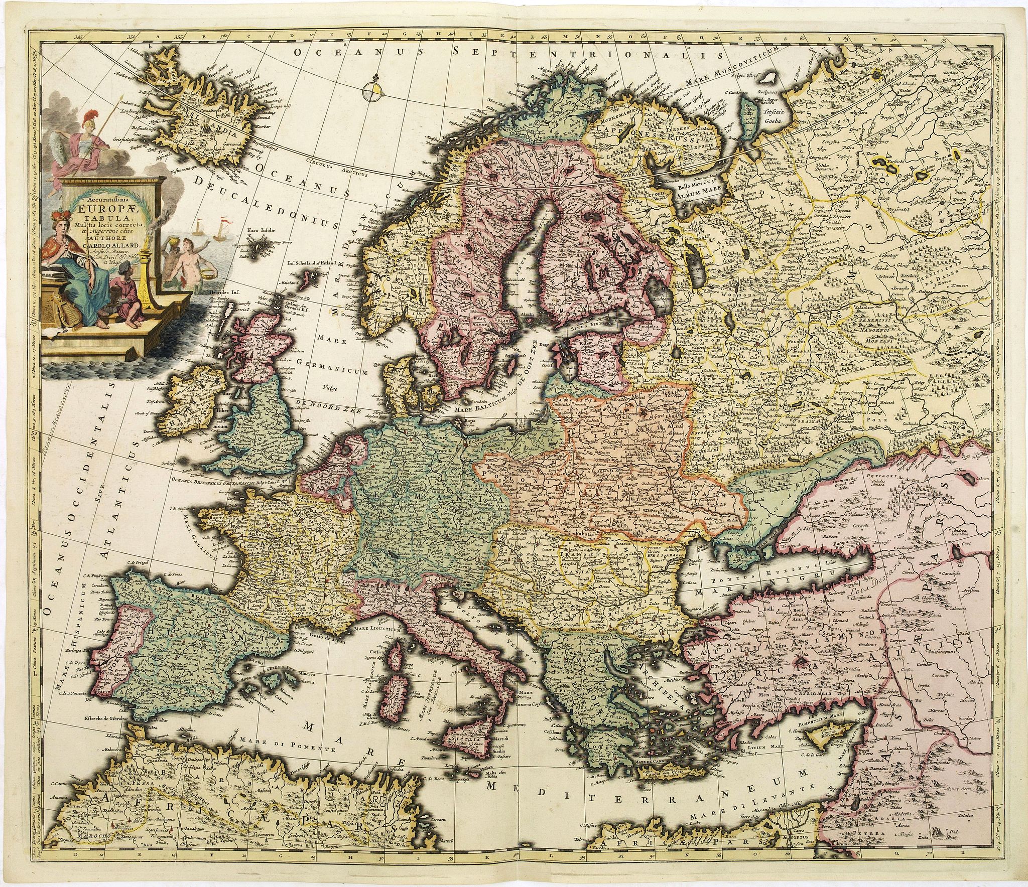 ALLARD, C., Accuratissima Europae tabula multis locis correcta. . ., antique map, old maps