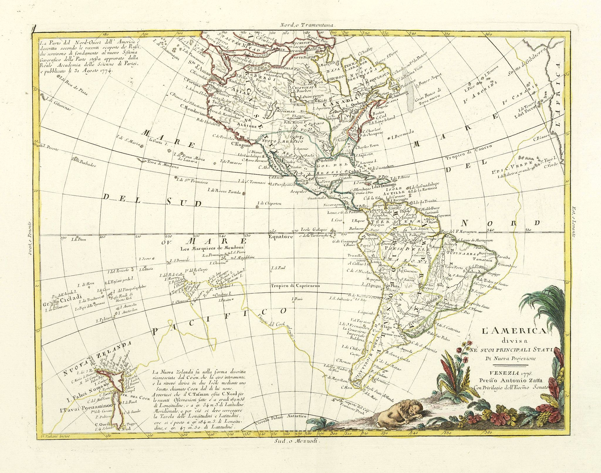 ZATTA, A., L\'America divisa ne suoi principali Stati.., antique map, old maps