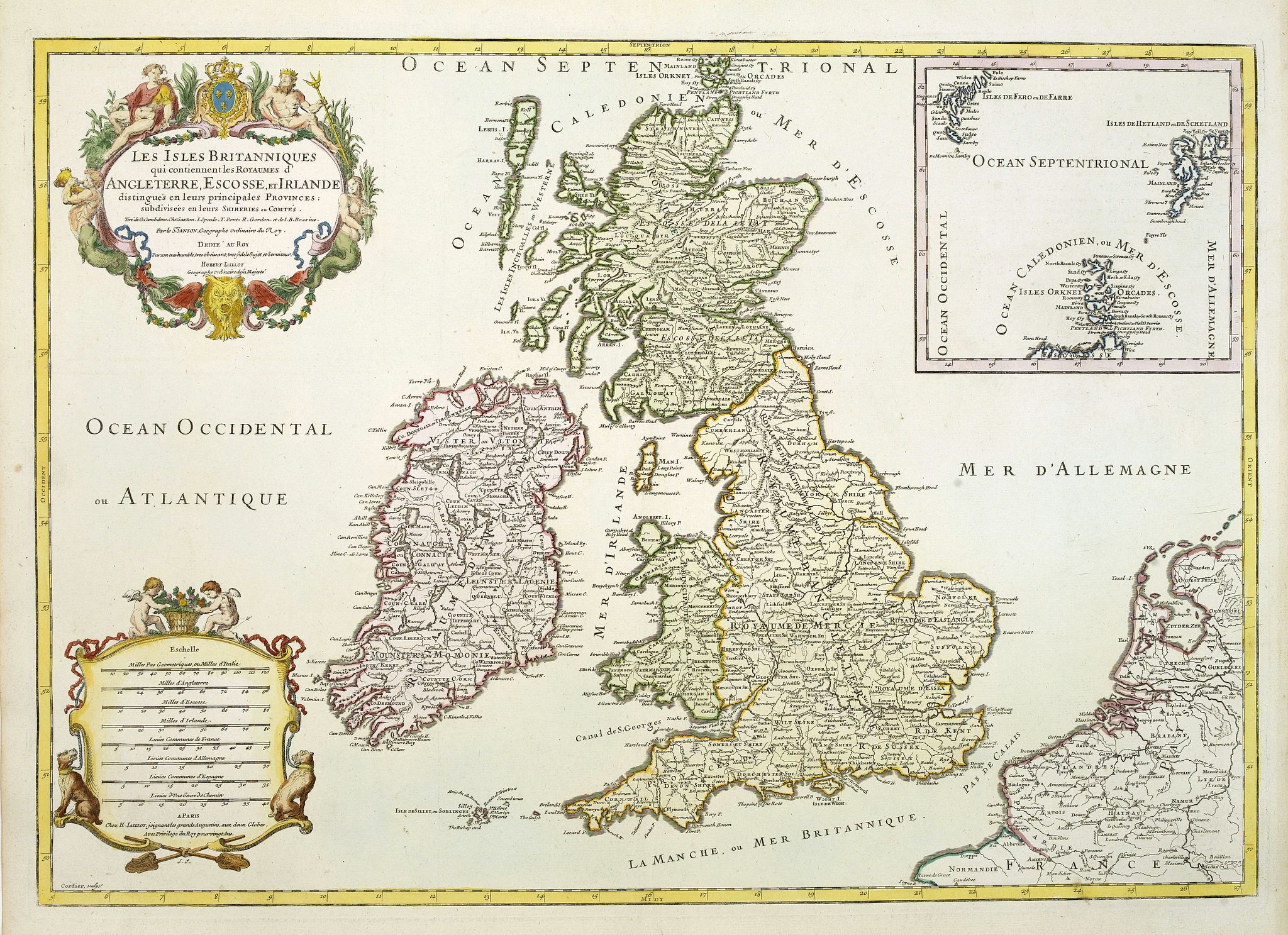 L'ISLE, G. de., Les Isles Britanniques ou sont le R.me d'Angleterre.. d'Ecosse.. d'Irlande., antique map, old maps