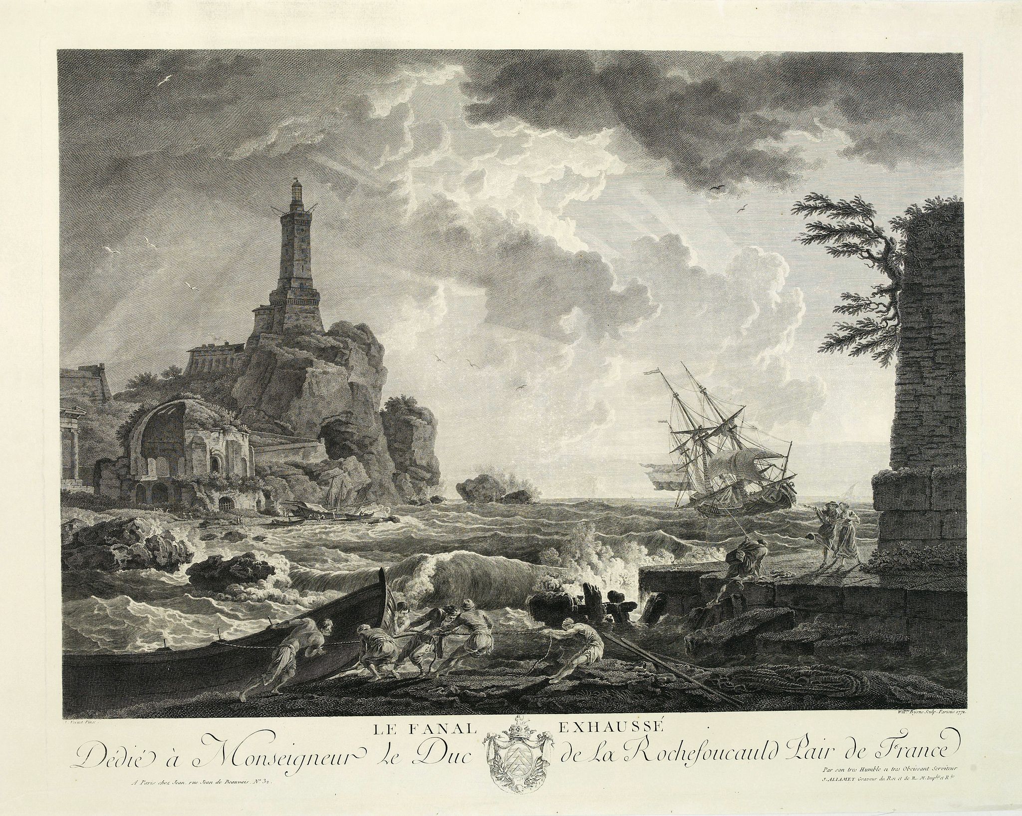 VERNET, J. / BYRNE, W., Le final exhaussé Dédié à Monseigneur le Duc de la Rochefoucauld Pair de France, antique map, old maps