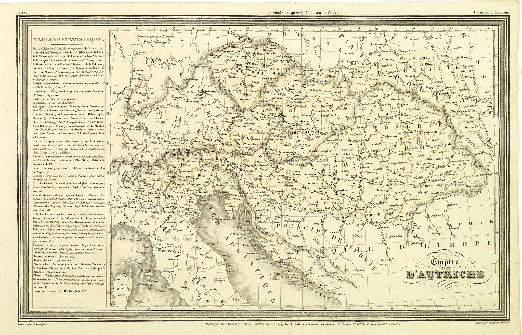 DUFOUR, A.H., Empire d'Autriche., antique map, old maps
