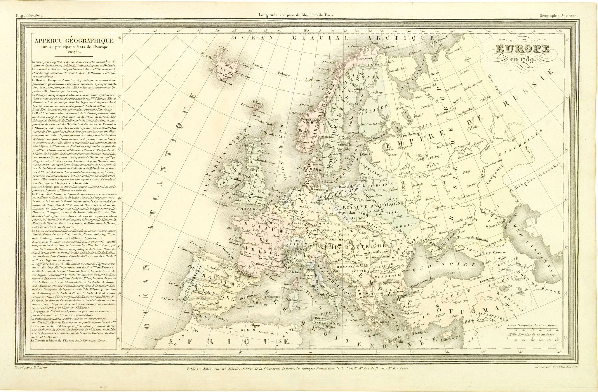 DUFOUR, A.H., Europe sous Charlemagne., antique map, old maps