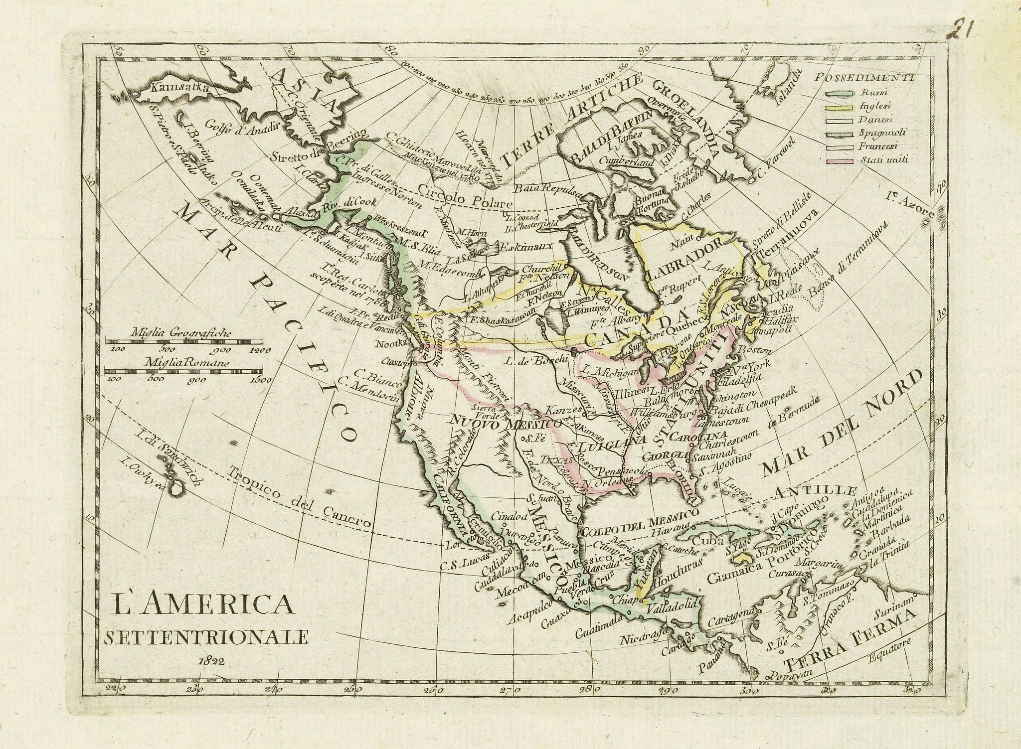 OLIVIERI, L'America septentrionale., antique map, old maps