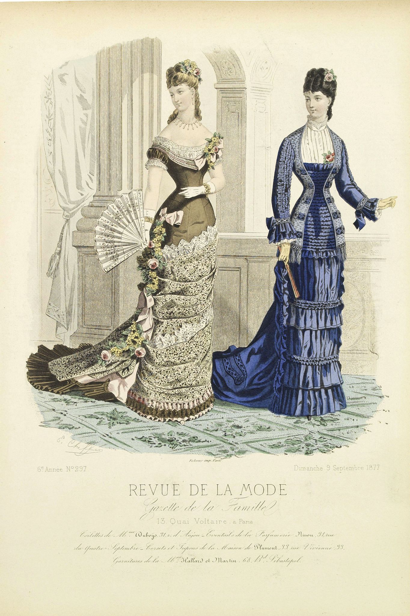 REVUE DE LA MODE, Paris fashion plate. (297), antique map, old maps