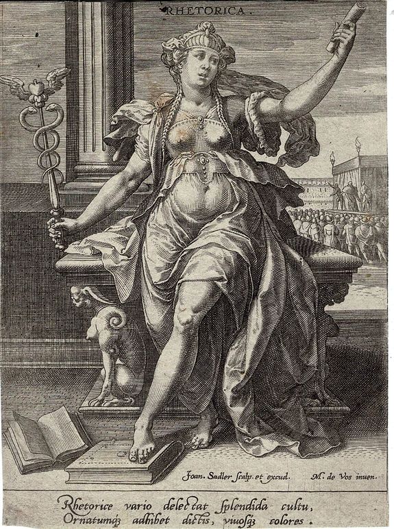 Joan Sadeler (1550-1600), Maerten de Vos (1532-160, Rhetorica., antique map, old maps