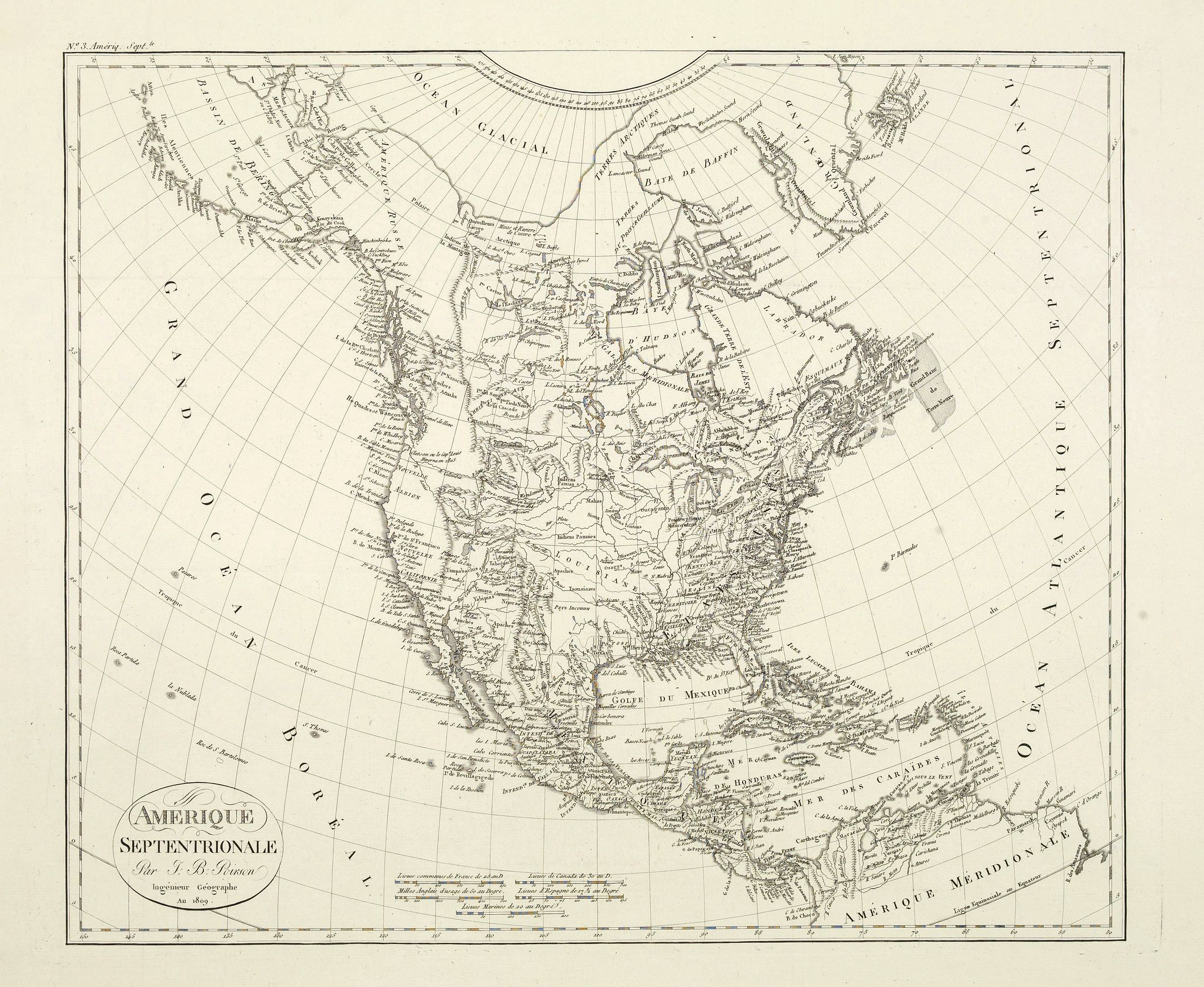 POIRSON, J.B., Amerique Septentrionale. . ., antique map, old maps