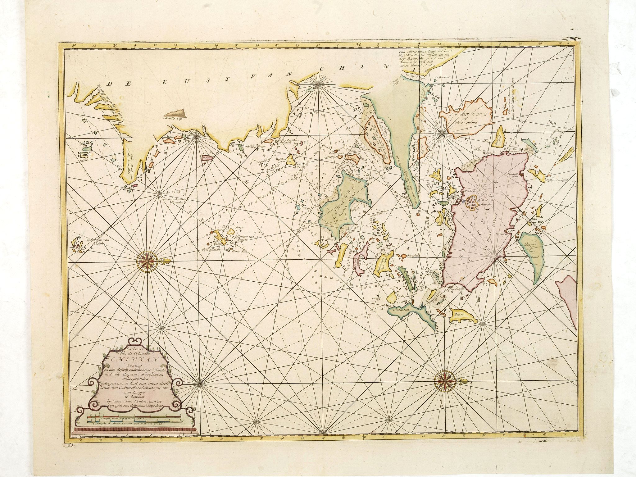 VAN KEULEN, G., Paskaart van de Eijlanden Cheuxan Lowang en alle deselfs onderhoorige Eylande. . ., antique map, old maps