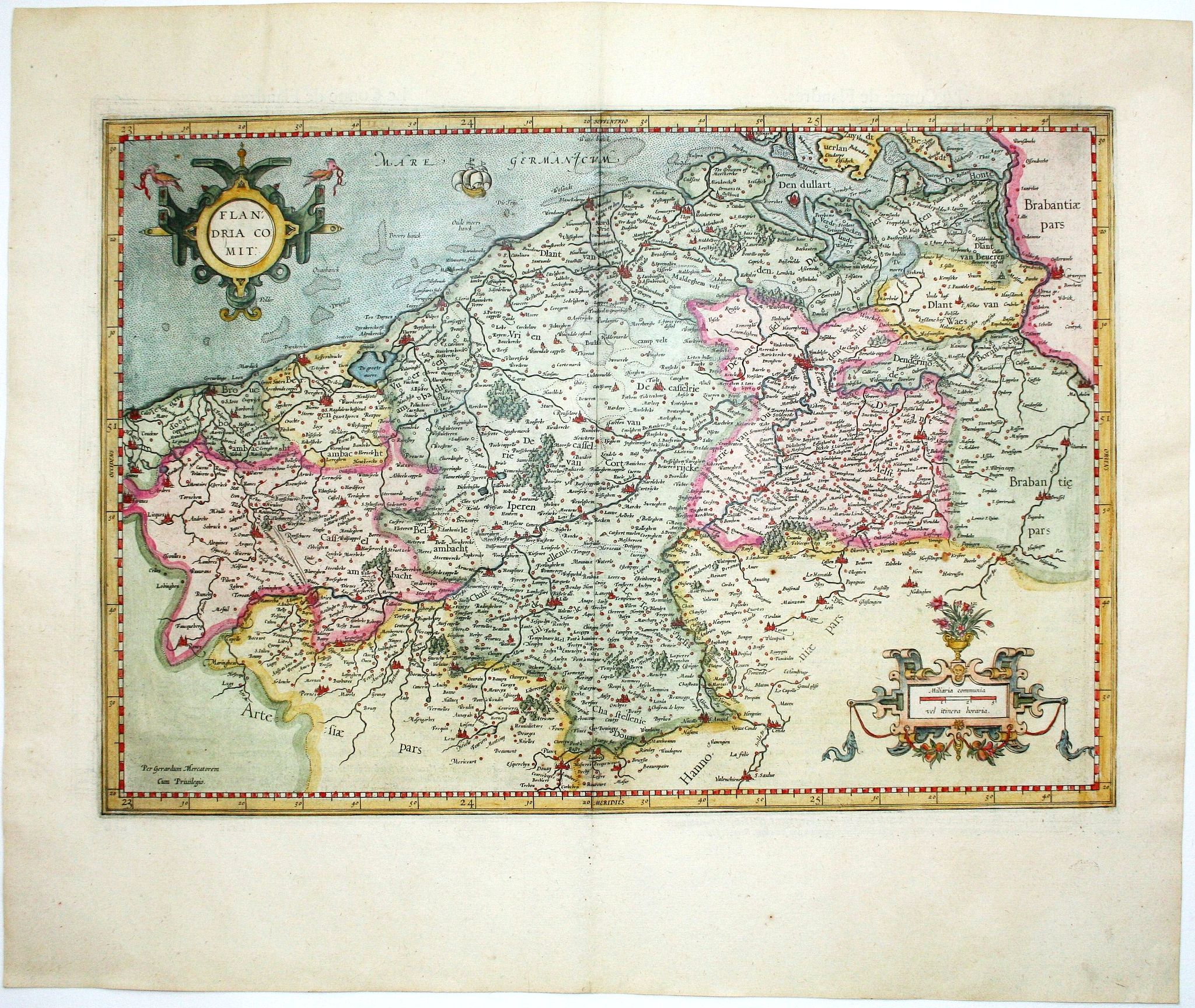 MERCATOR, G. / HONDIUS, J., Flandria Comit., antique map, old maps