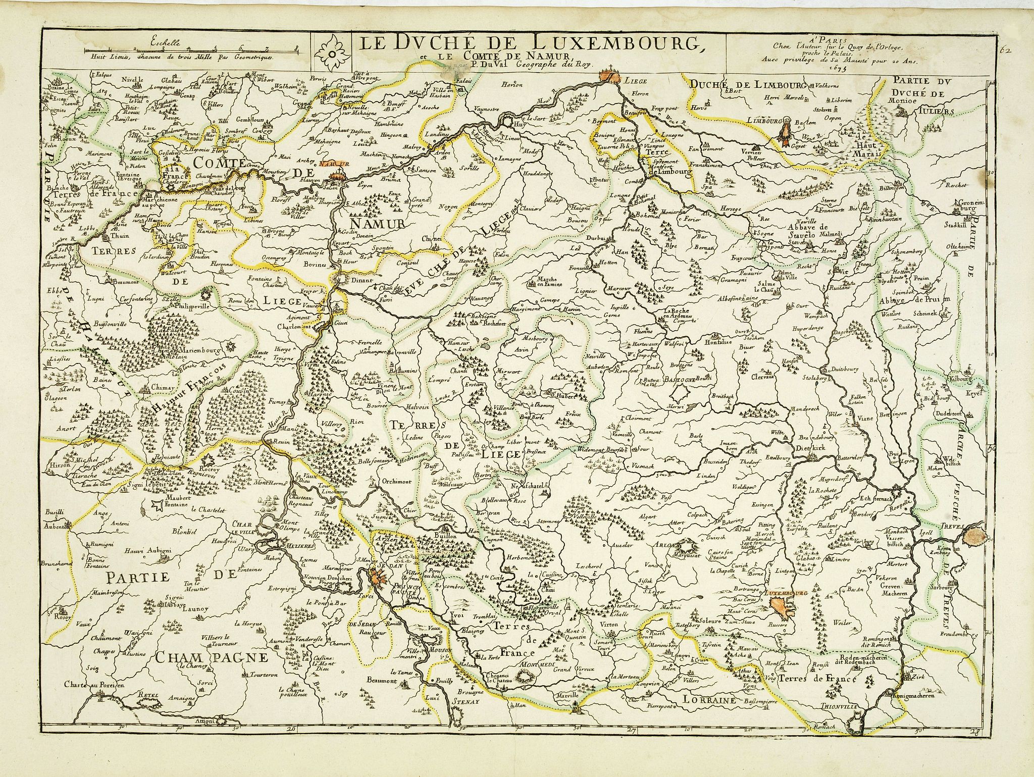 DU VAL, P., Le duche de Luxembourg et le comte de Namur . . ., antique map, old maps