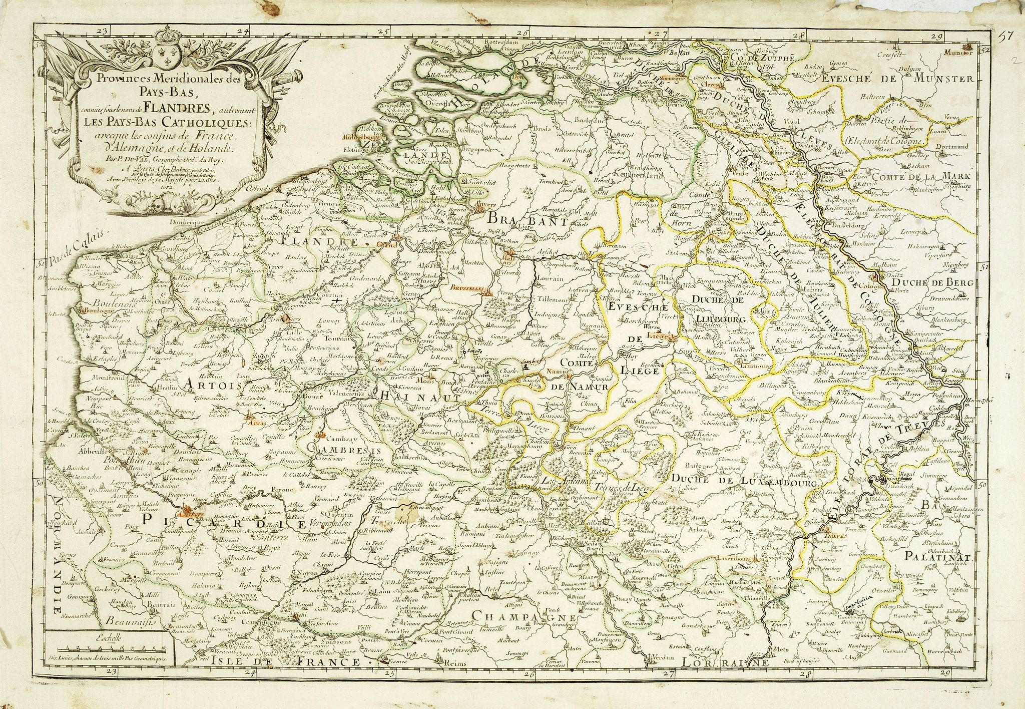 DU VAL, P., Provinces meridionales des Pays-Bas connues sous le nom de Flandres, autrement les Pays-Bas Catholiques . . ., antique map, old maps