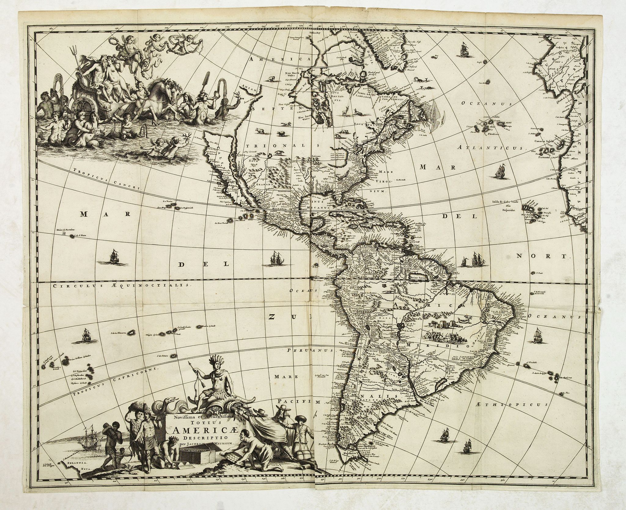 OGILBY, J., Novissima et Accuratissima Totius Americae Descriptio., antique map, old maps
