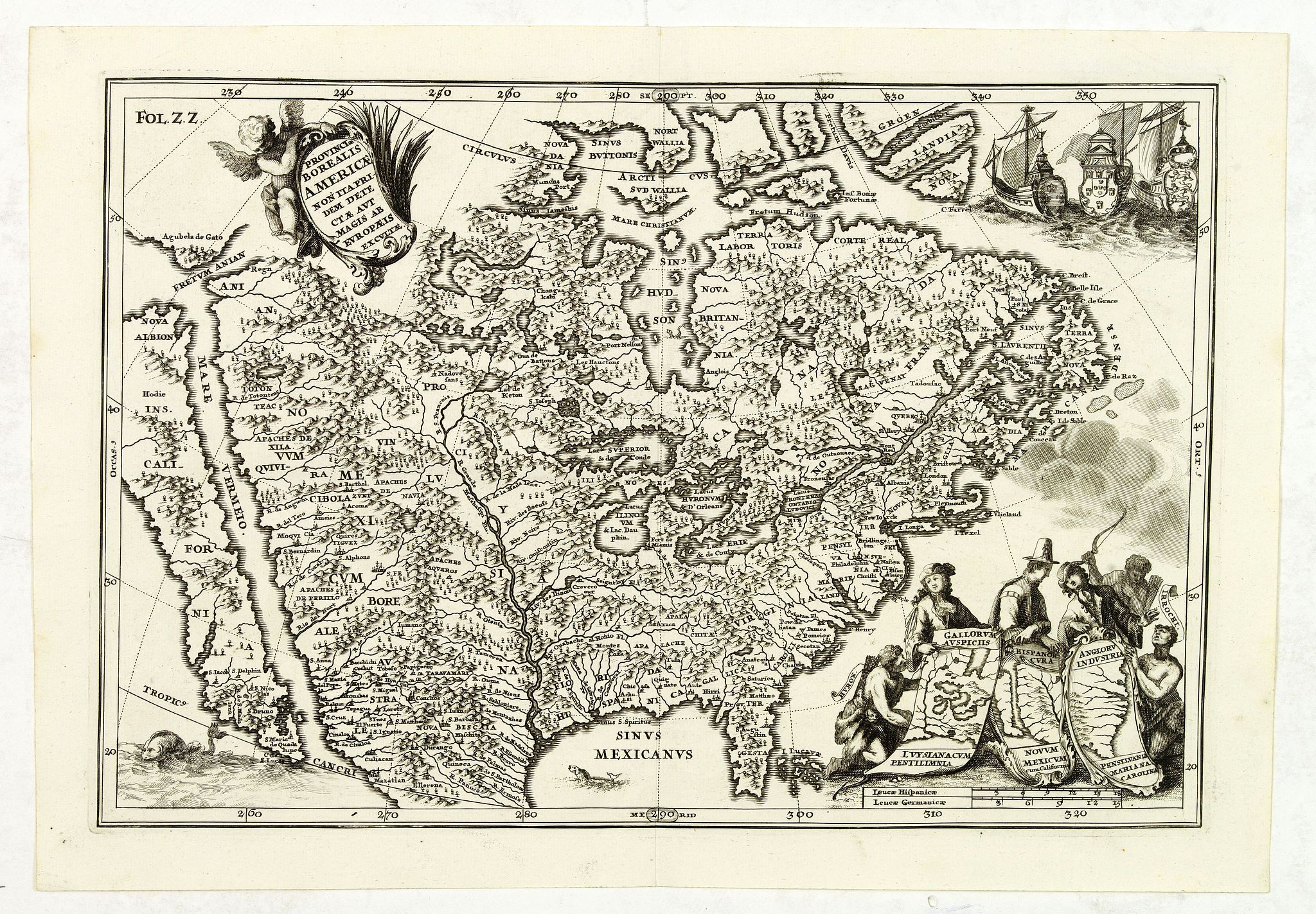 SCHERER, H., Provinciae Borealis Americae non ita Pridem Detectae aut Magis ab Europaeis Excultae., antique map, old maps