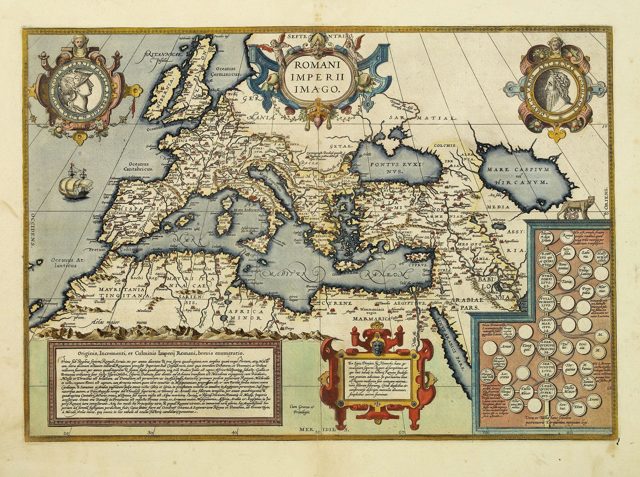 ORTELIUS, A., Romanii Imperii Imago., antique map, old maps