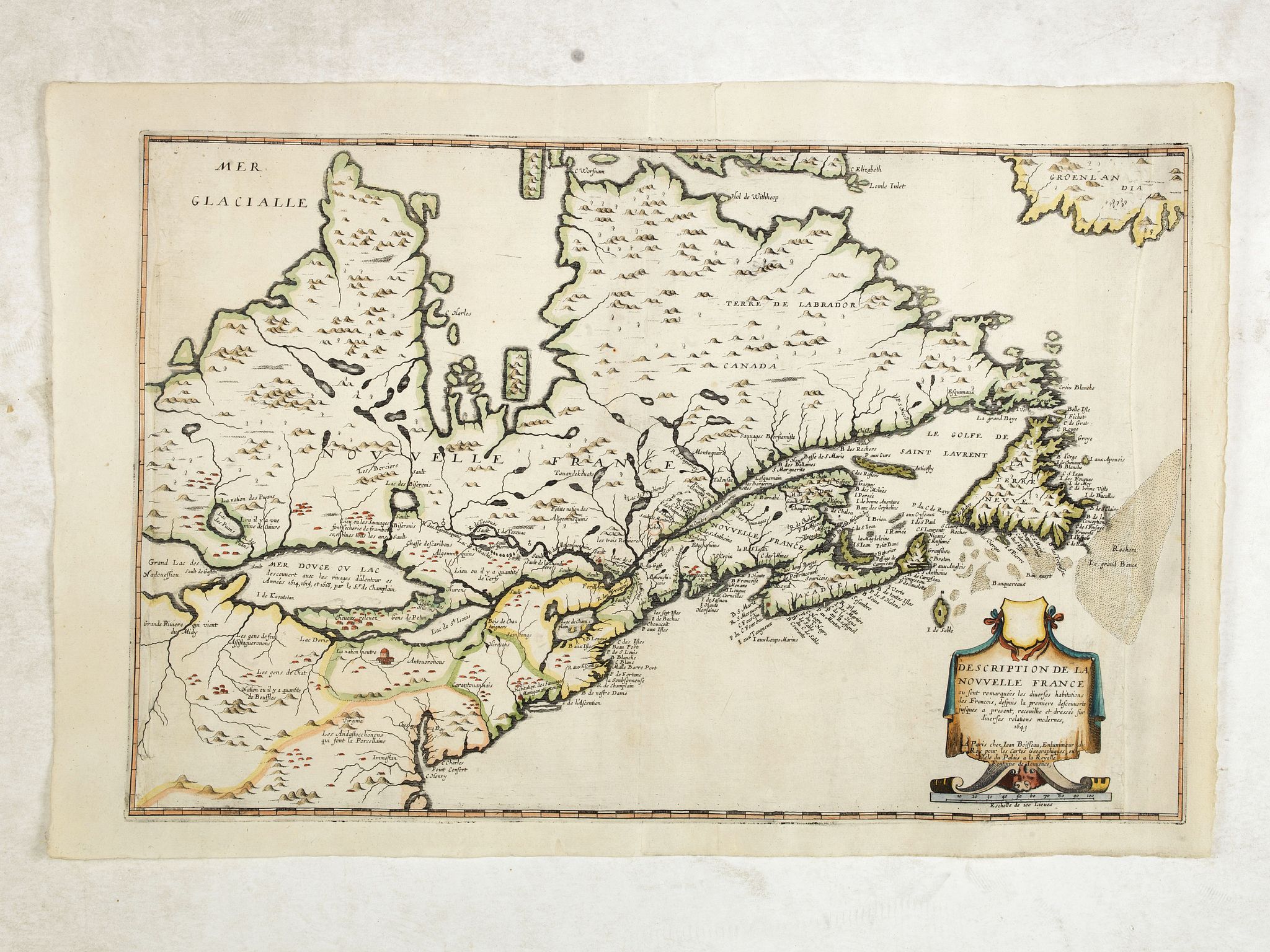 BOISSEAU, J., Description de la Nouvelle France. . ., antique map, old maps