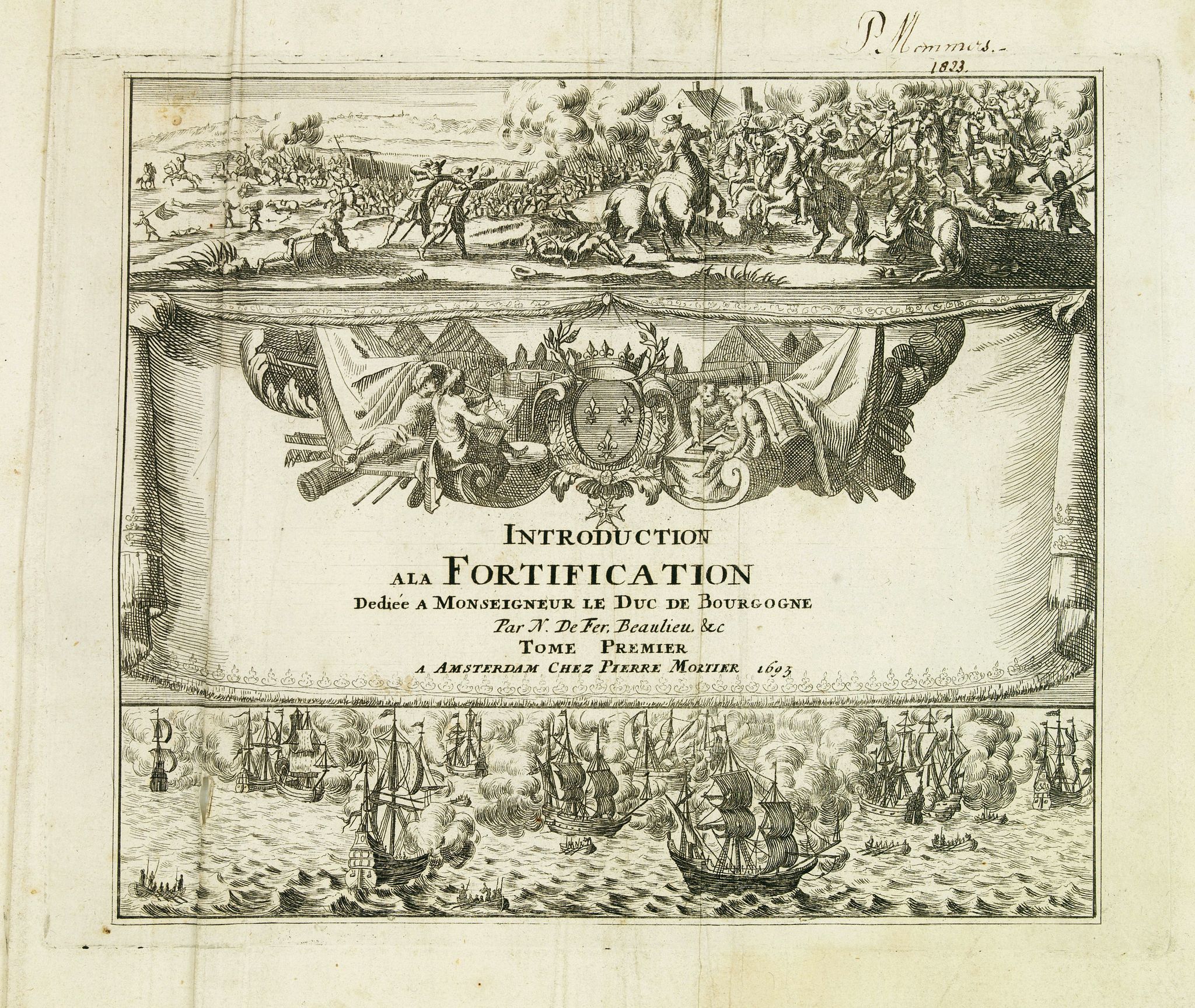 MORTIER, P., (Title page) Introduction a la Fortification. . .Tome premier, antique map, old maps