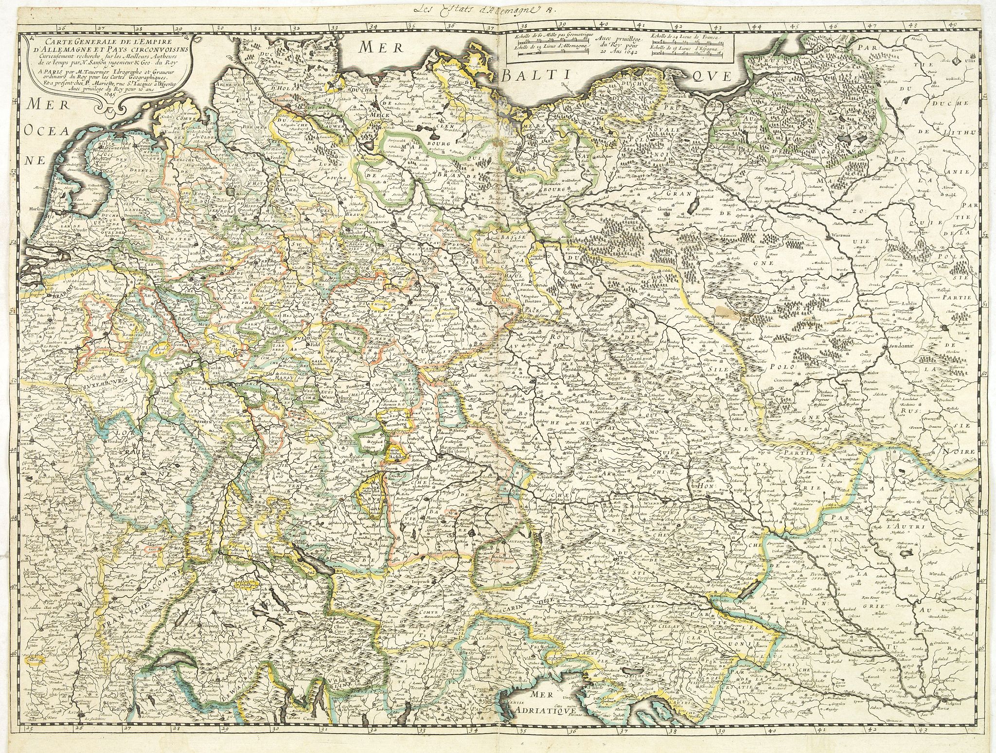 SANSON, N. / MARIETTE, P., Carte generale de L'Empire d'Allemagne et pays circonvoisins. . ., antique map, old maps