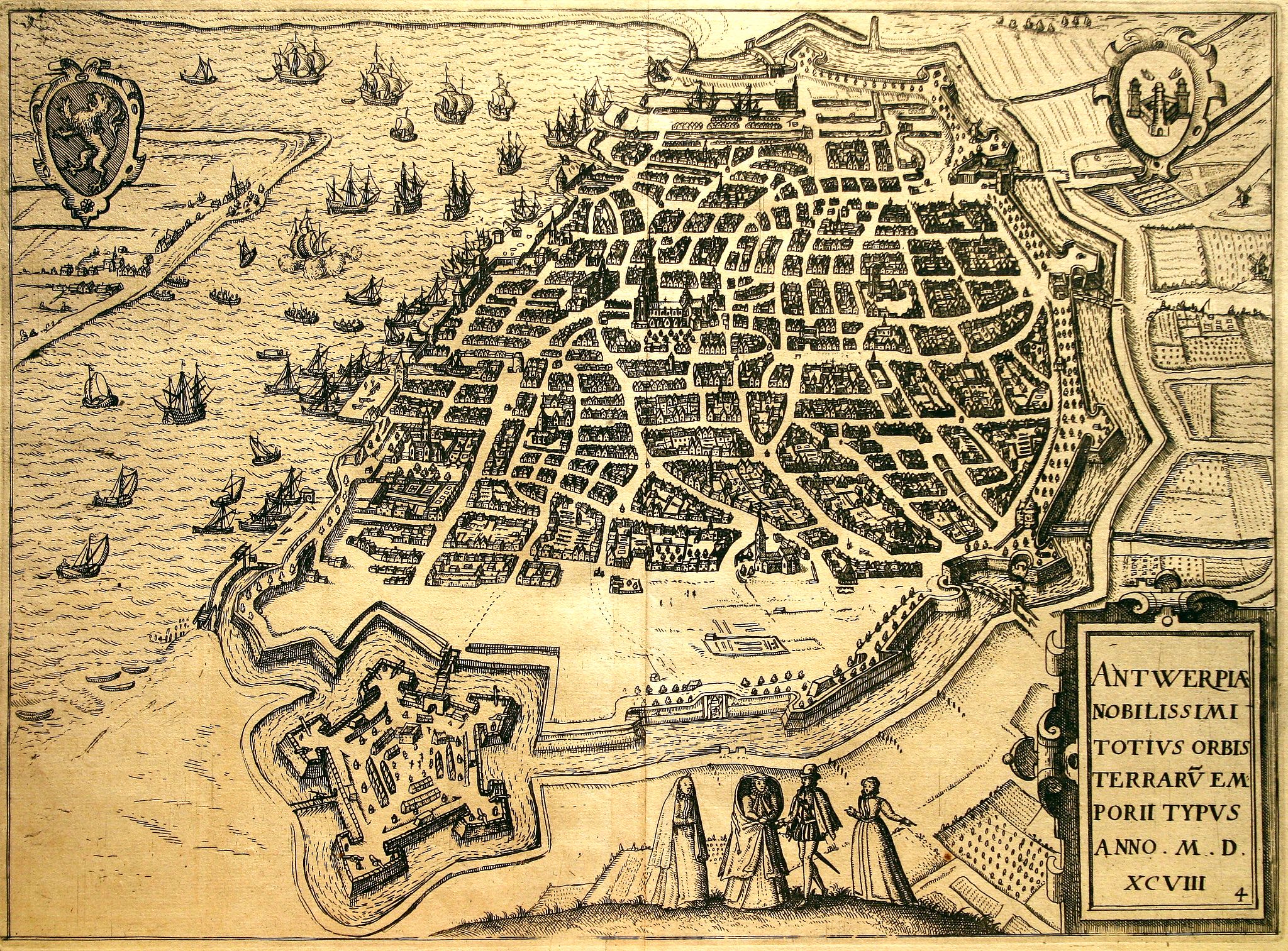 GUICCIARDINI,L., Antwerpiae.., antique map, old maps