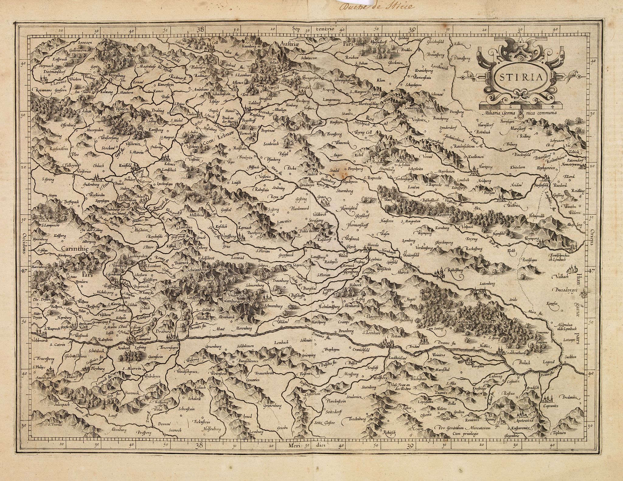 MERCATOR, G./ HONDIUS, H., Stiria., antique map, old maps