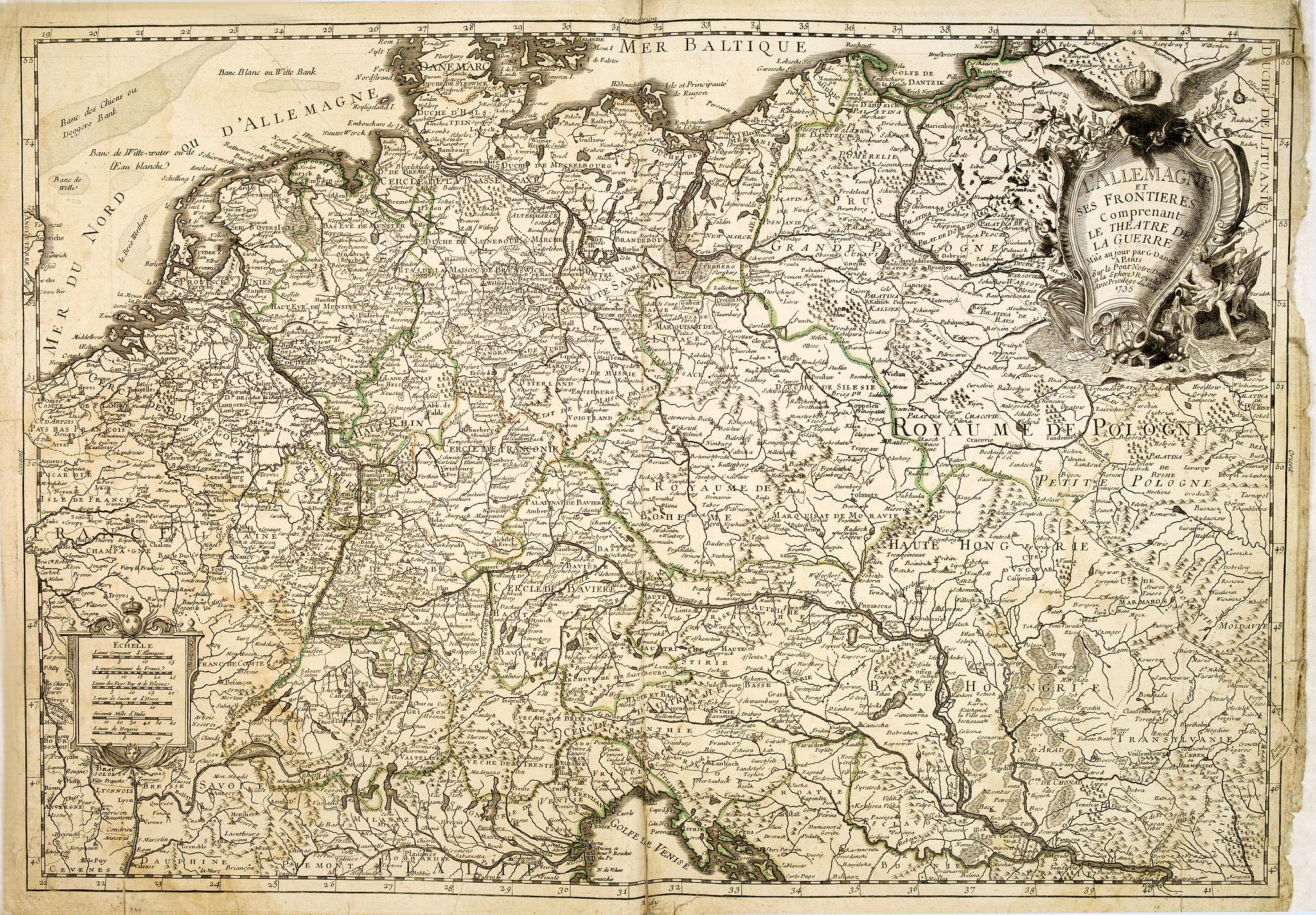 DANET, G., L'Allemagne et ses frontieres comprenant le theatre de la guerre. . ., antique map, old maps