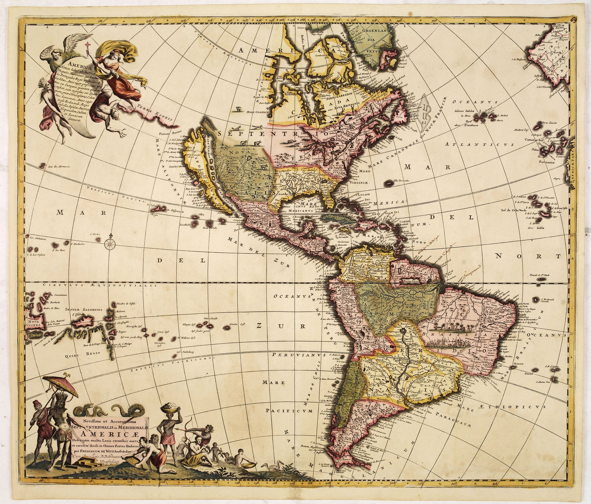 VISSCHER, N., Novissima et Accuratissima Totius Americae Descriptio., antique map, old maps