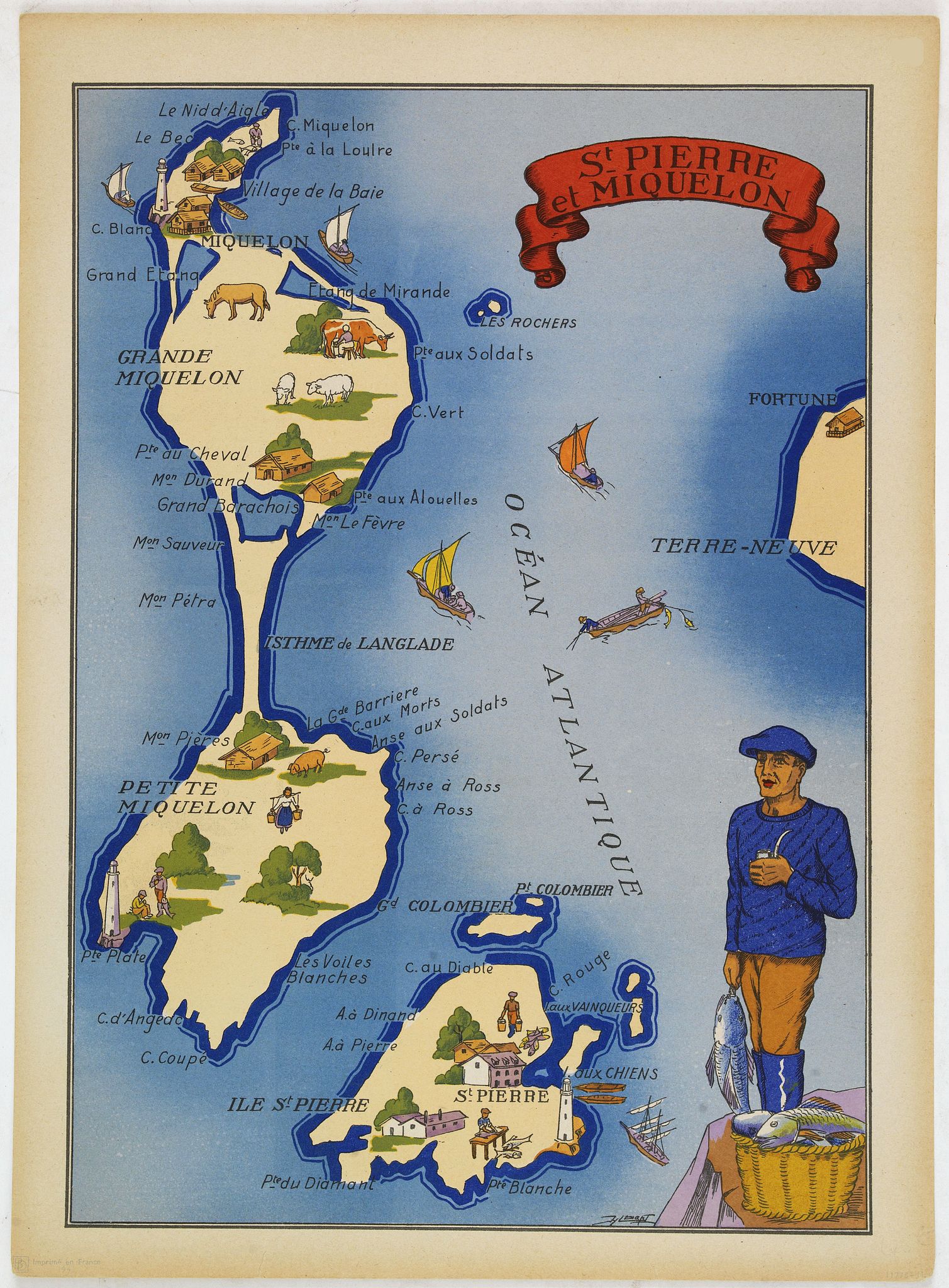 JYLBERT, St. Pierre et Miquelon., antique map, old maps