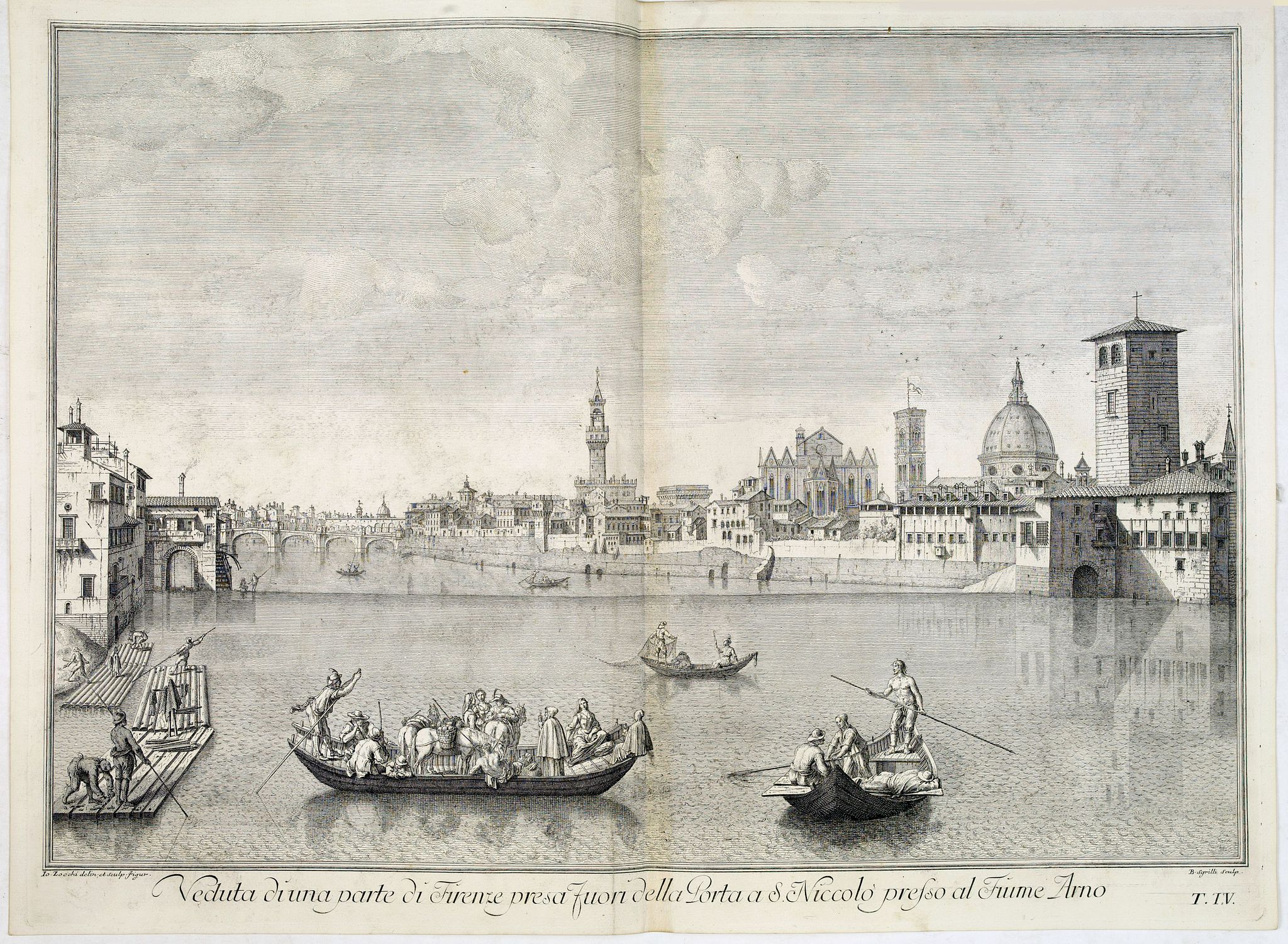 ZOCCHI, G., Veduta di una parte di Firenze presa fuori della Porta a S.Niccolo presso al Fiume Arno., antique map, old maps