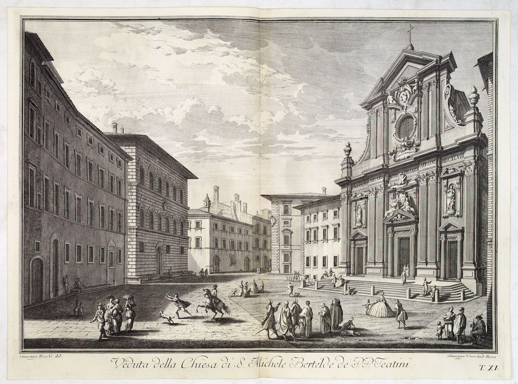 ZOCCHI, G., Veduta della Chiesa di S. Michele Bertelde de' PP. Teatini., antique map, old maps