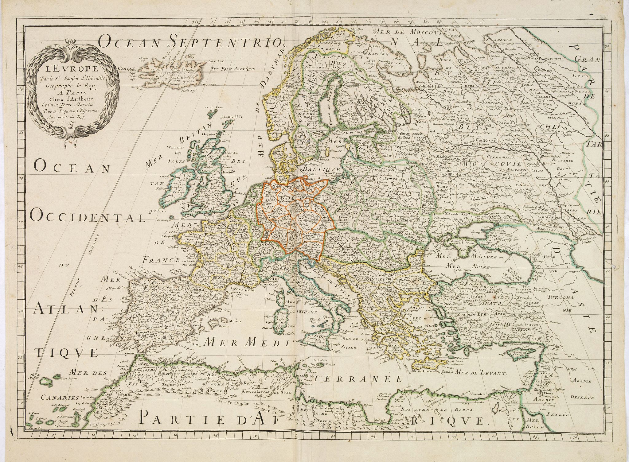 SANSON, N. / MARIETTE, P., L'Europe. Par le S. Sanson d'Abbeville., antique map, old maps