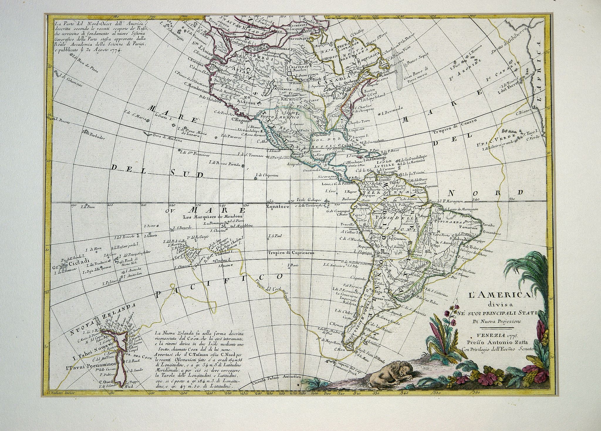 ZATTA, A., L'America divisa ne suoi principali Stati.., antique map, old maps