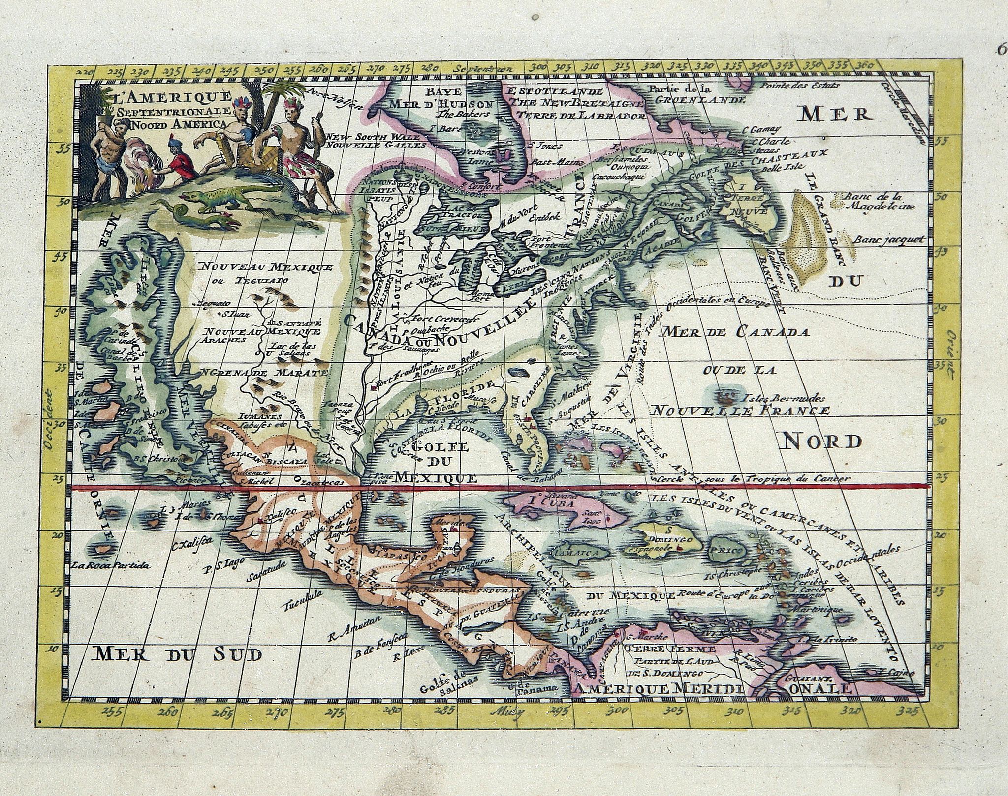 DE LA FEUILLE, D., L\'Amerique septentrionale. Noord America., antique map, old maps