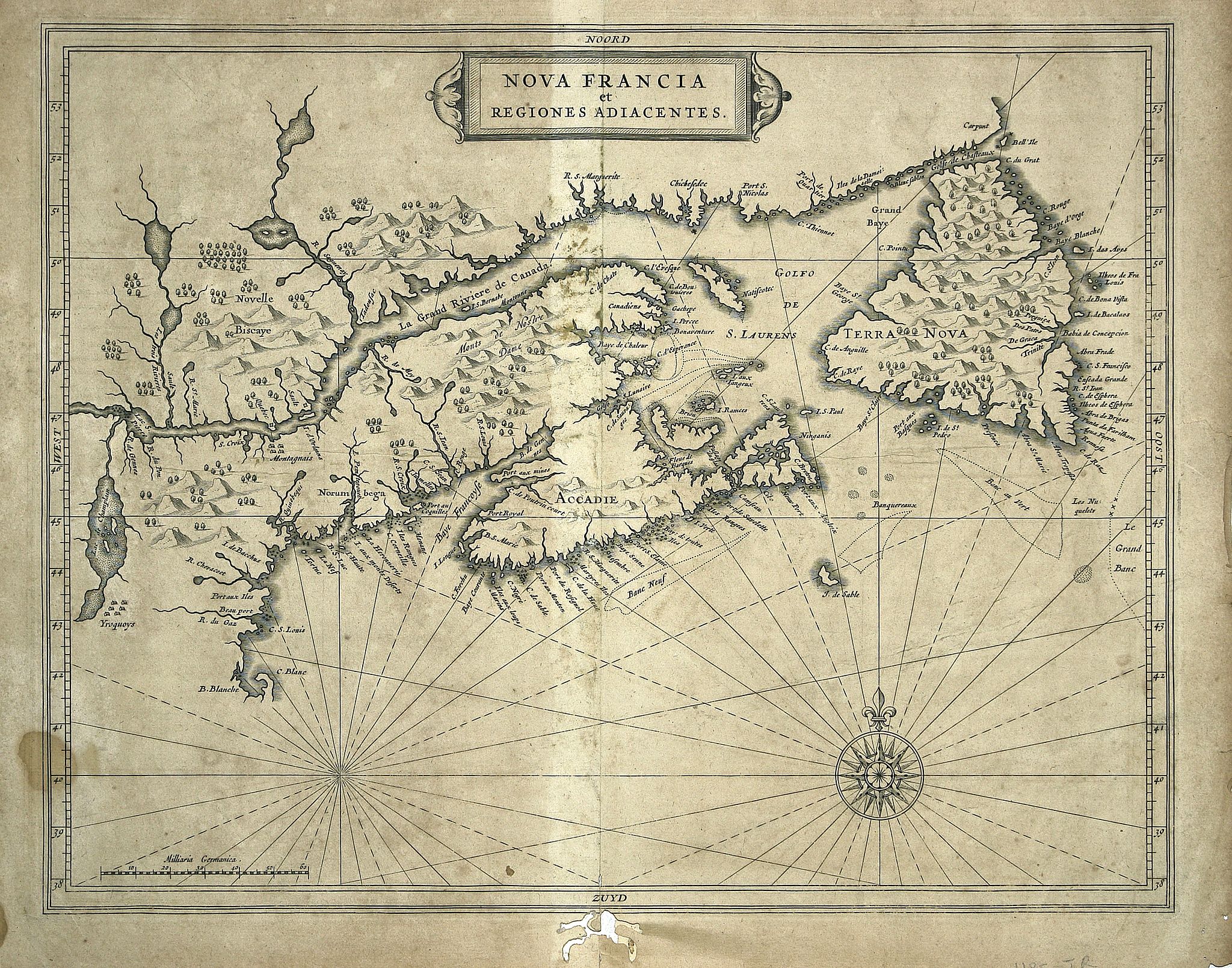 LAET, DE J./ GERITSZ,H., Nova Francia et Regiones Adiacentes., antique map, old maps