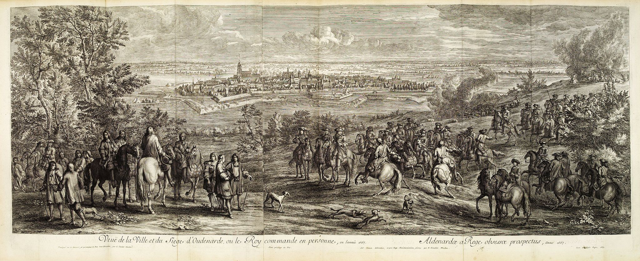 MEULEN, Adam Frans van der., Veuë de la Ville et du Siège d'Oudenarde, ou le Roy commande en personne, en l'année 1667., antique map, old maps