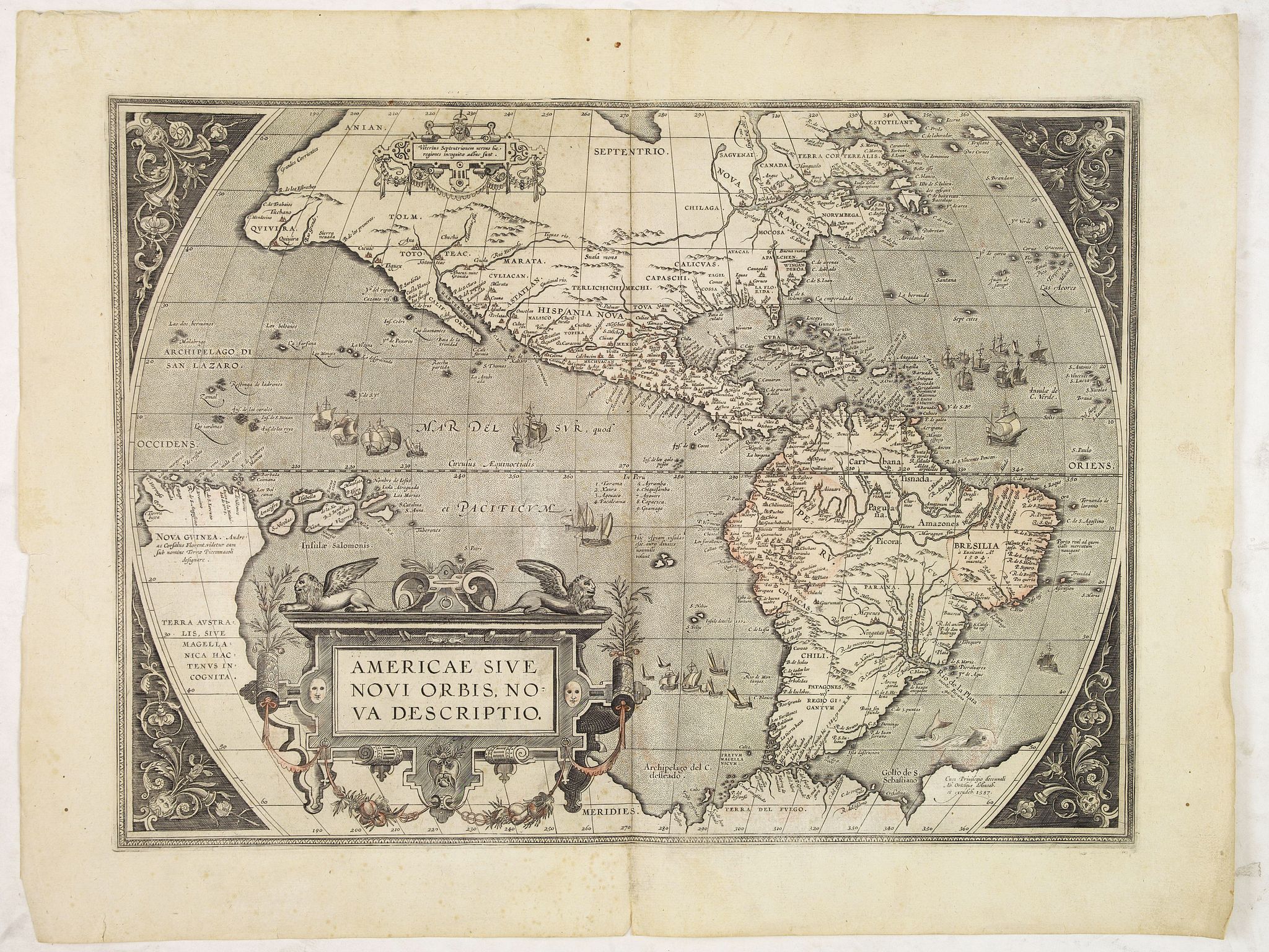 ORTELIUS, A., Americae sive novi orbis, nova descriptio., antique map, old maps