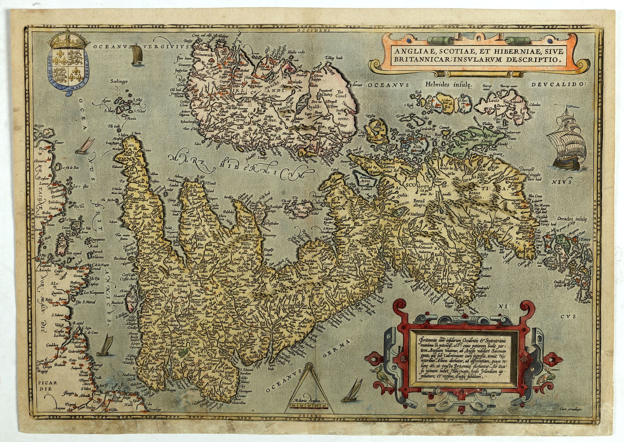 ORTELIUS, A., Angliae, scotiae, et Hiberniae, sive Britannicar insularum., antique map, old maps
