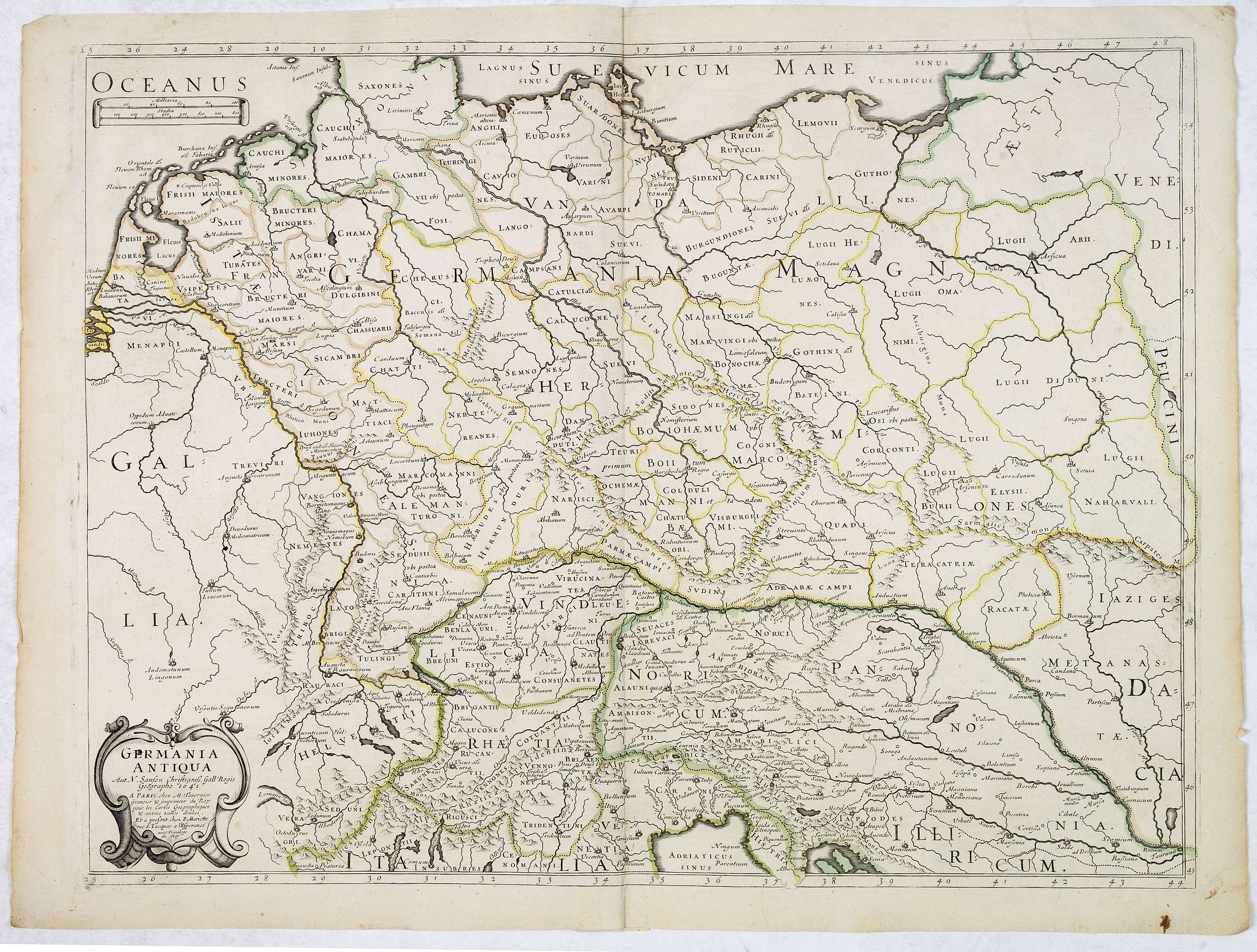 TAVERNIER, M. / SANSON,N. / MARIETTE, P., Germania Antiqua., antique map, old maps