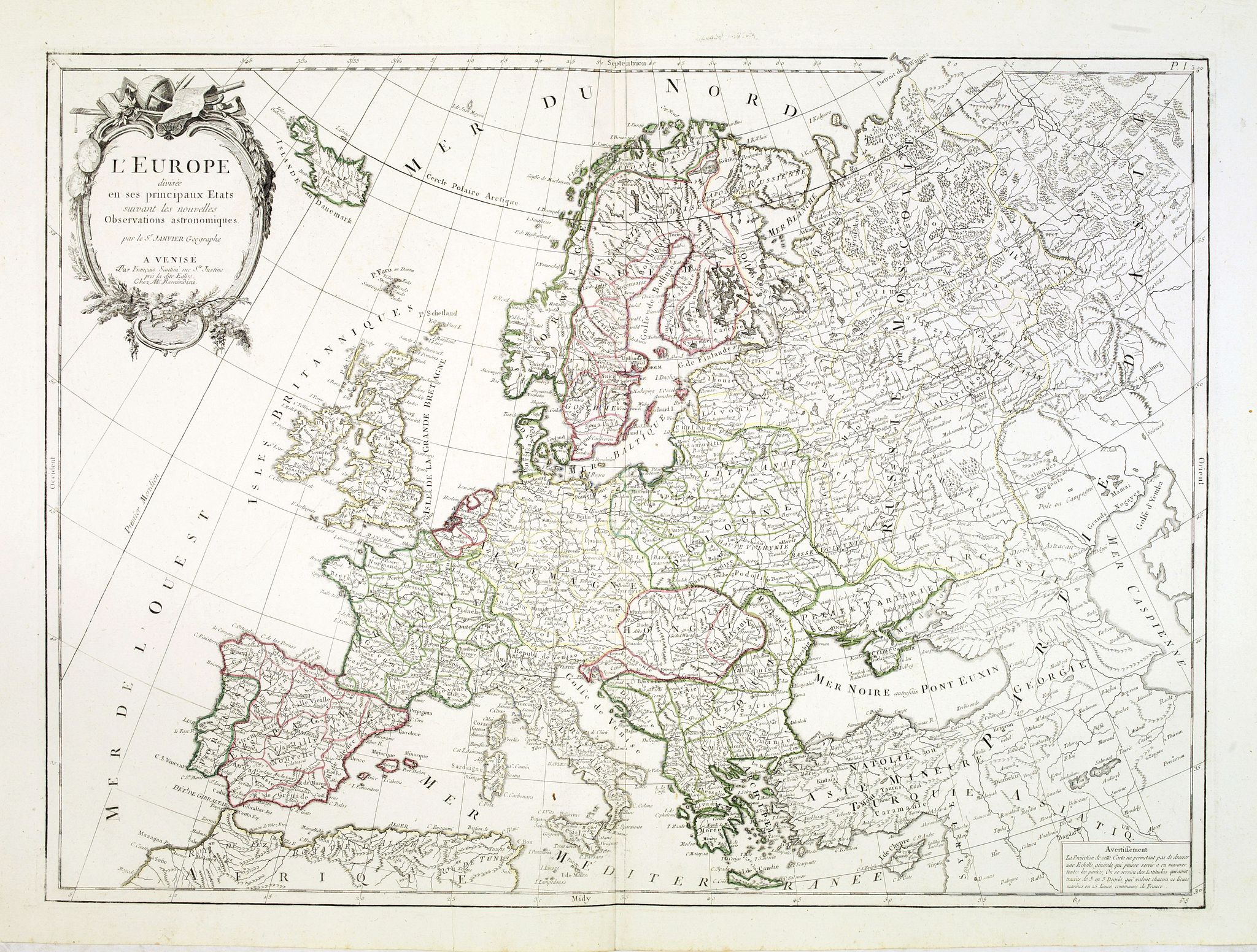 SANTINI, P. / REMONDINI, M., L\'Europe divisée en ses principaux Etats.., antique map, old maps