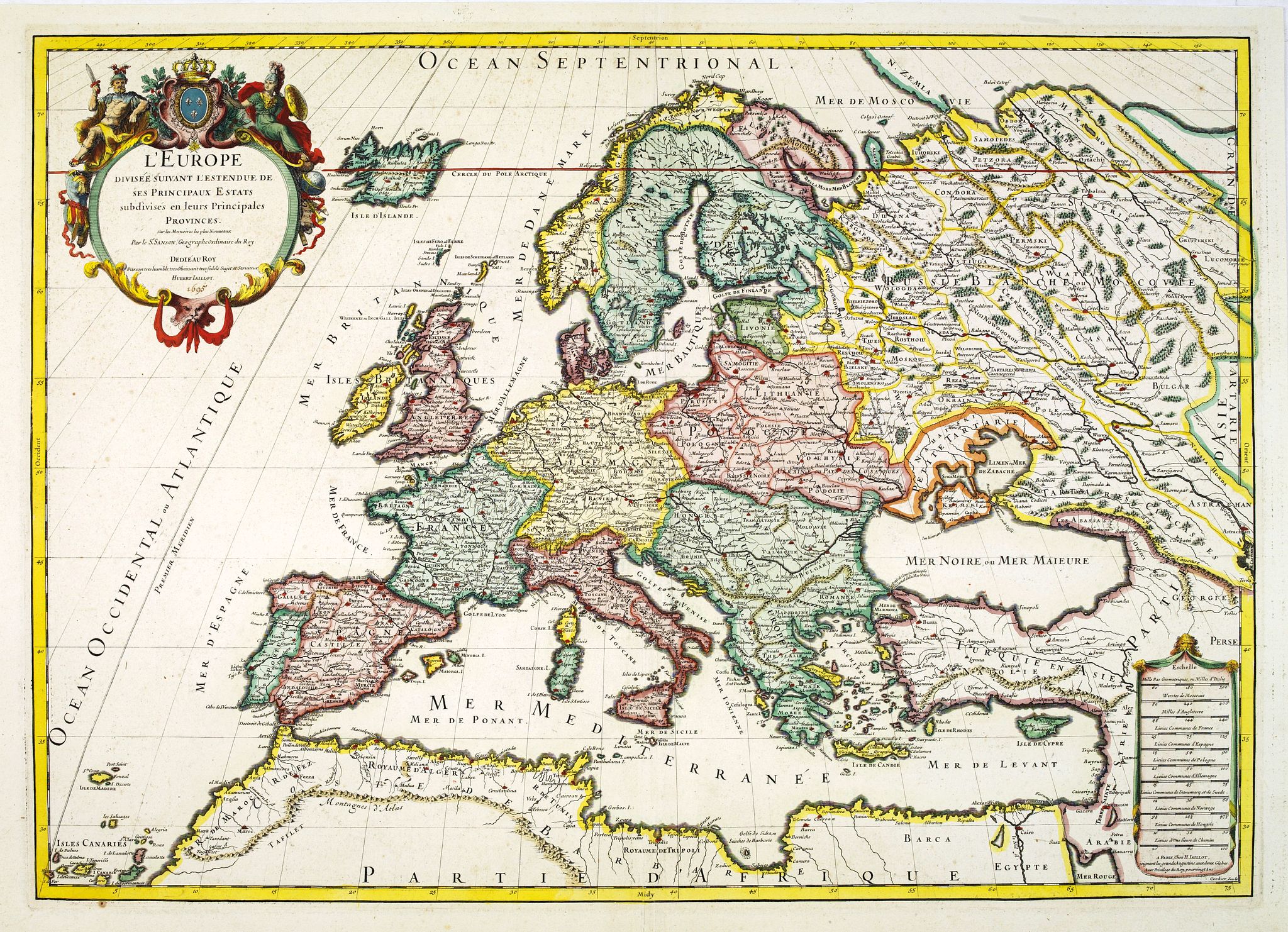 SANSON, N. / JAILLOT, H., L\'Europe divisée suivant l\'estendue de ses principaux Estats…, antique map, old maps