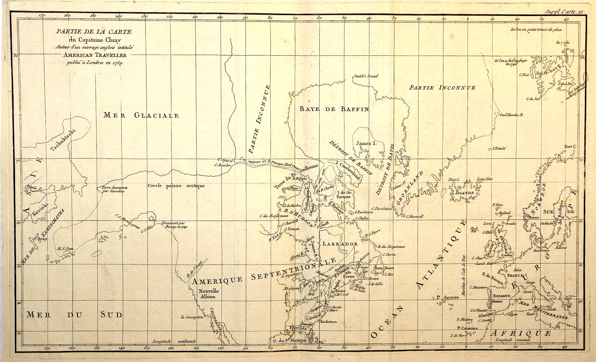 DIDEROT,D., Partie de la Carte du Capitaine Cluny.., antique map, old maps