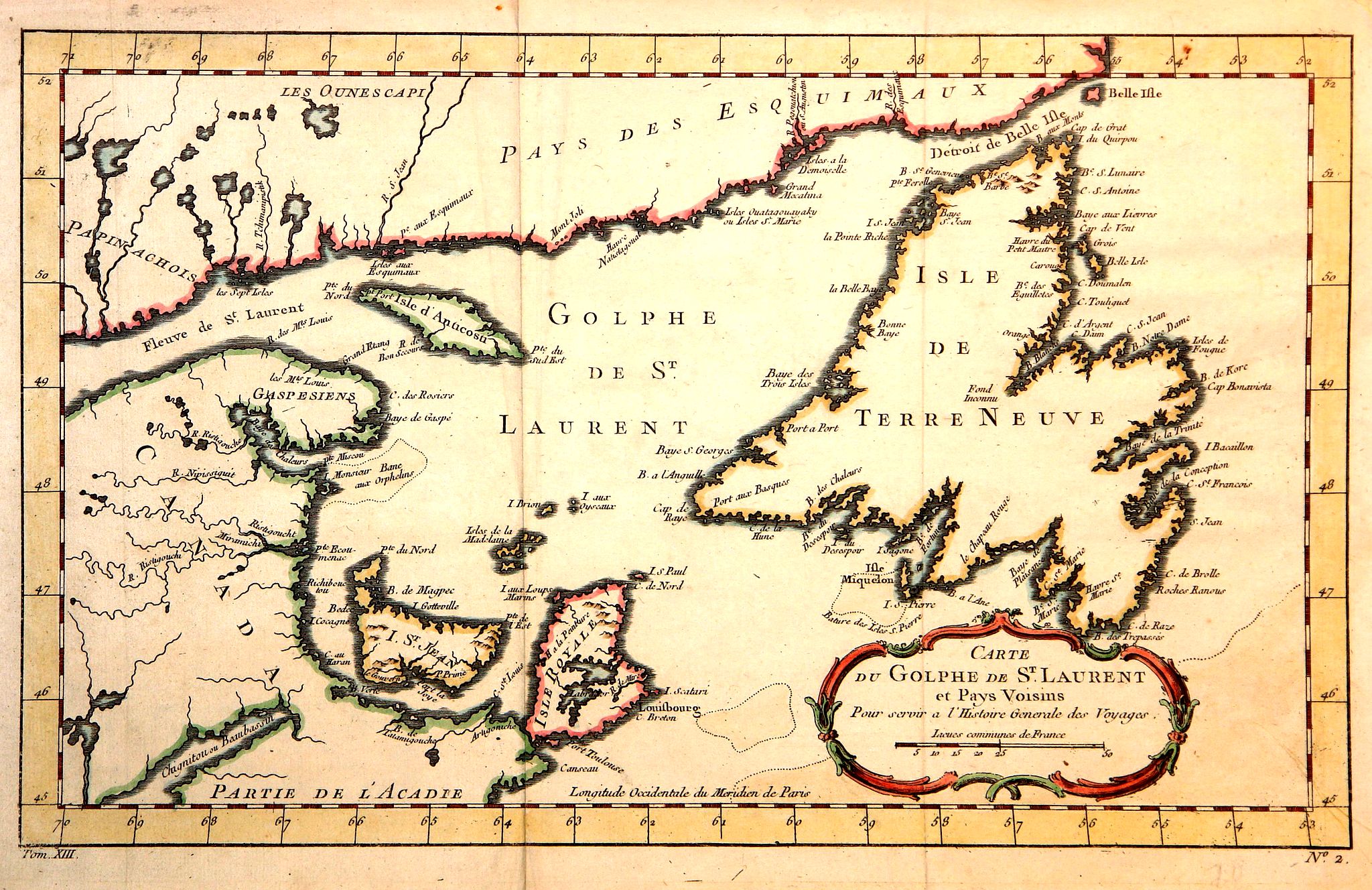 BELLIN, J.N., Carte du Golphe de St.Laurent et Pays Voisins.., antique map, old maps