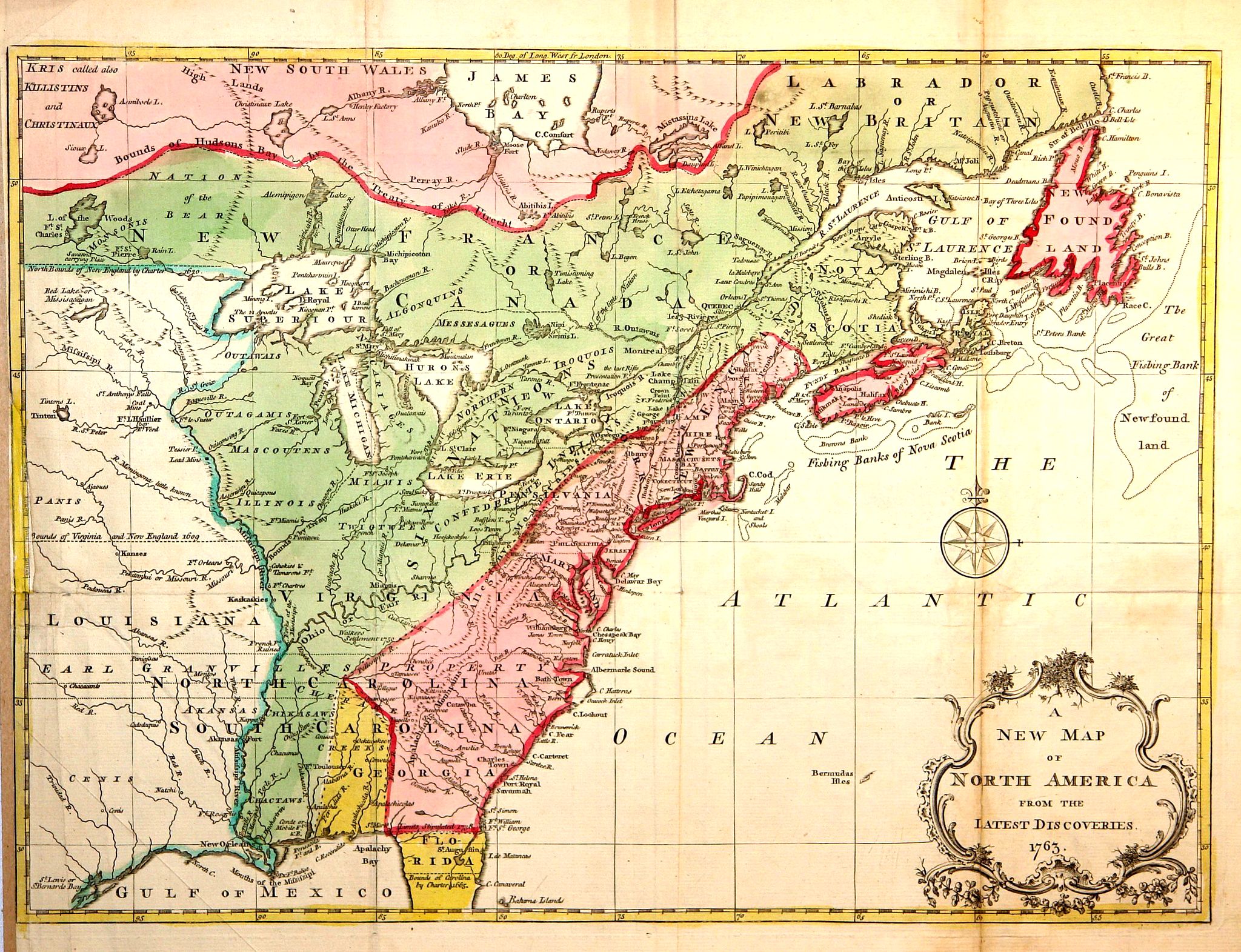 LONDON MAGAZINE., A New map of North America from the latest discoveries 1763., antique map, old maps