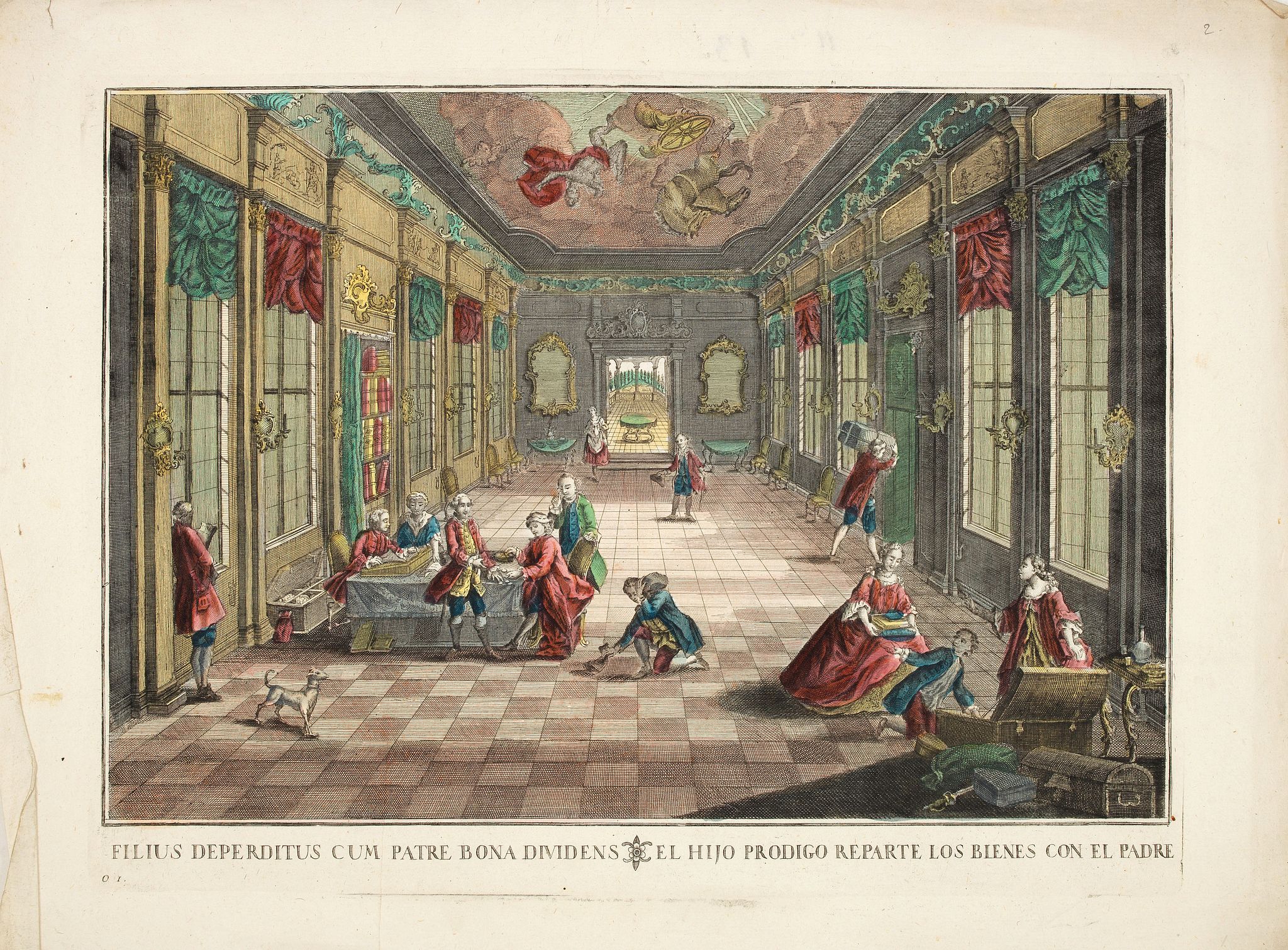 ANONYMOUS, Filius Deperditus cum Patre Bona Dividens = El Hijo Prodigo Reparte los Bienes con el Padre., antique map, old maps