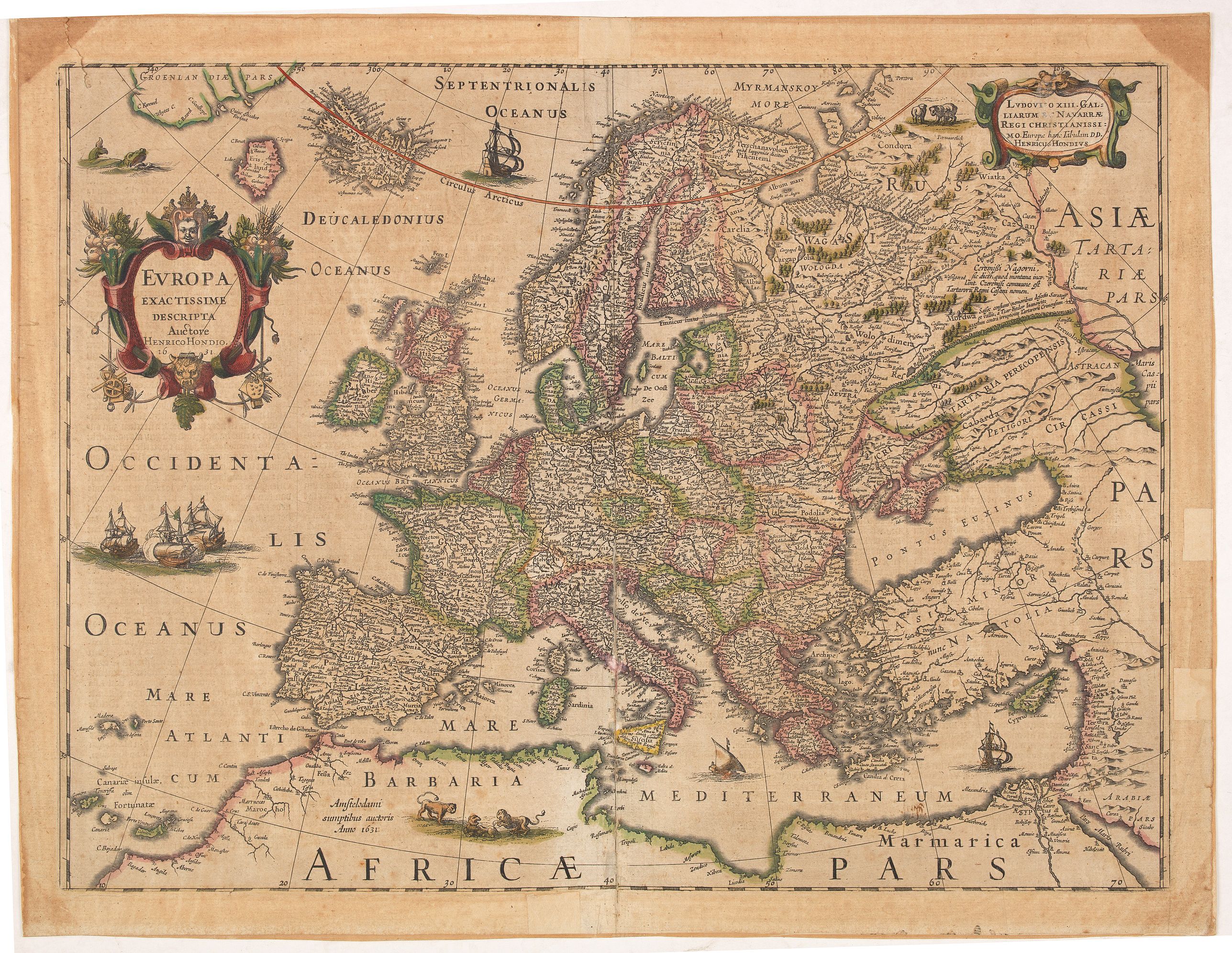 HONDIUS, H., Europa exactissime descripta., antique map, old maps