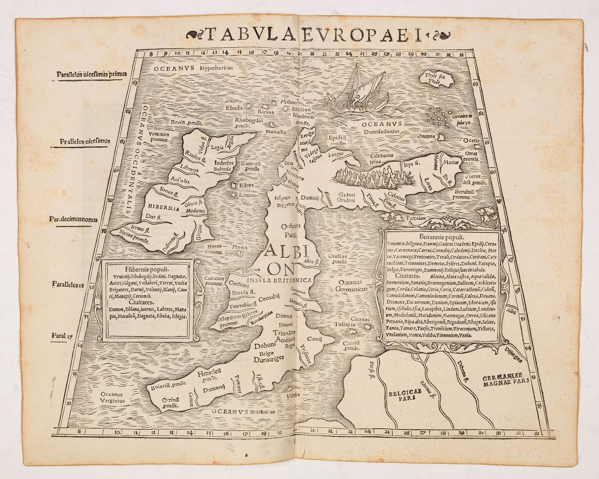 MÜNSTER, S., Tabula Europae I (Great Brittain), antique map, old maps