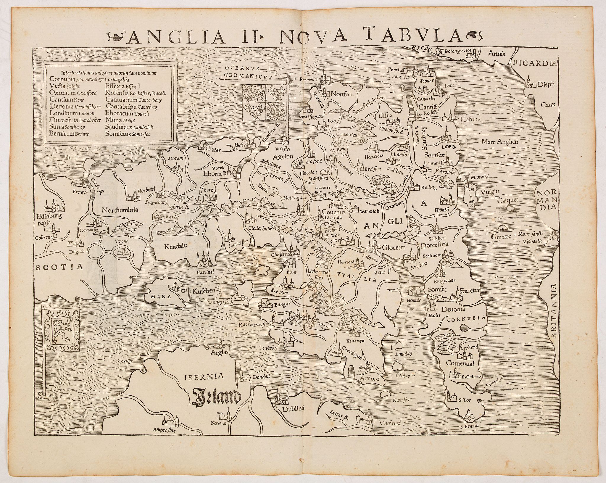 MÜNSTER, S., Anglia II Nova Tabula (British Isles), antique map, old maps