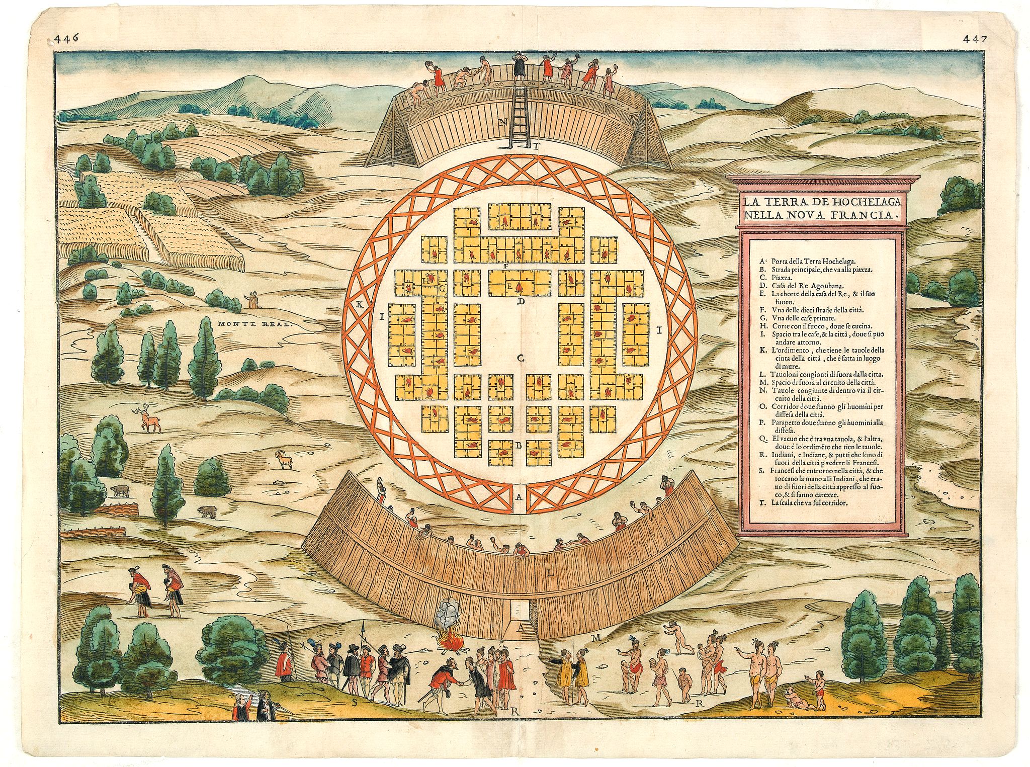 RAMUSIO, G.B., (MONTREAL). La Terra de Hochelaga nella Nova Francia., antique map, old maps