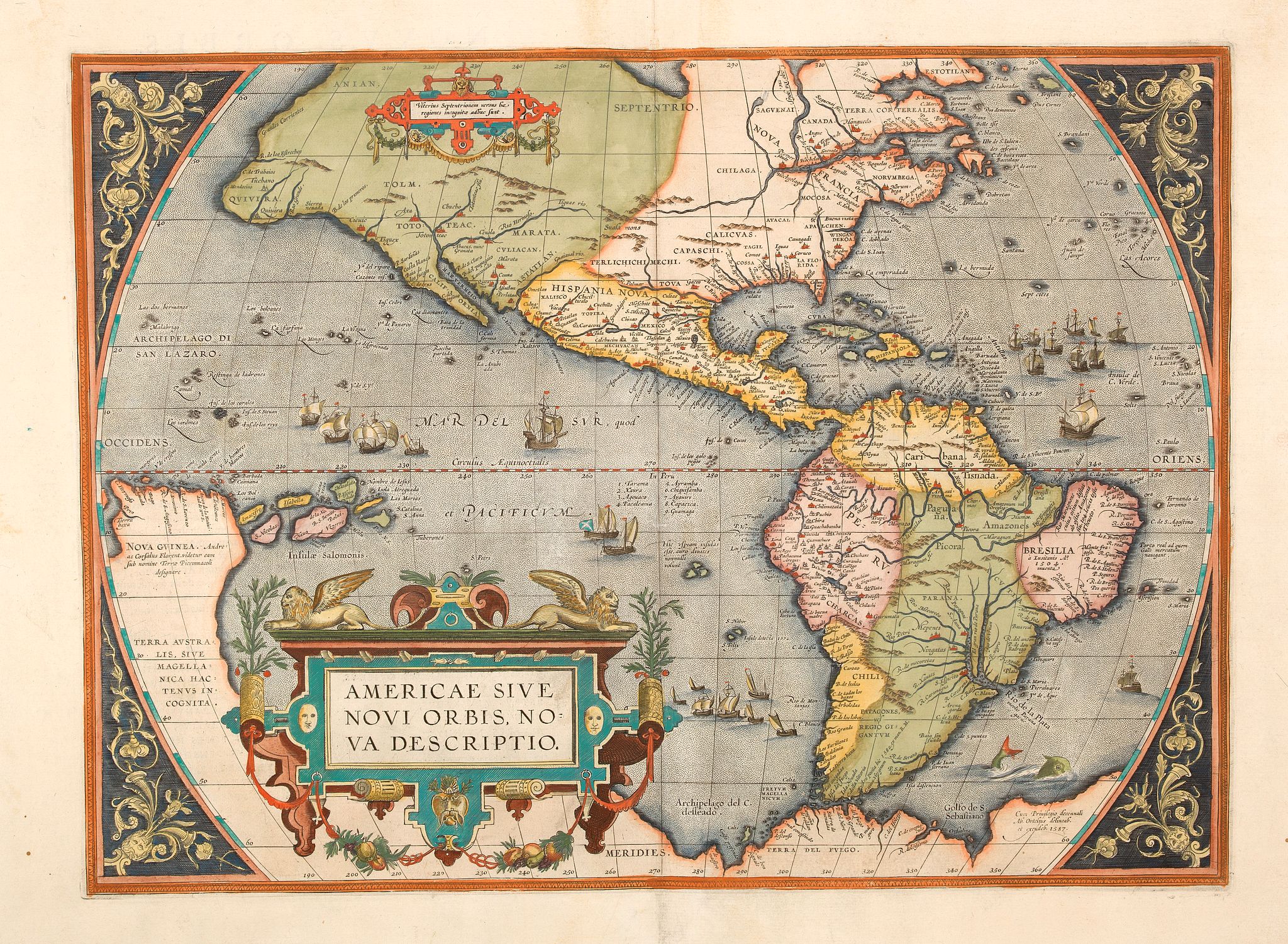 ORTELIUS, A., Americae sive novi orbis, nova descriptio., antique map, old maps