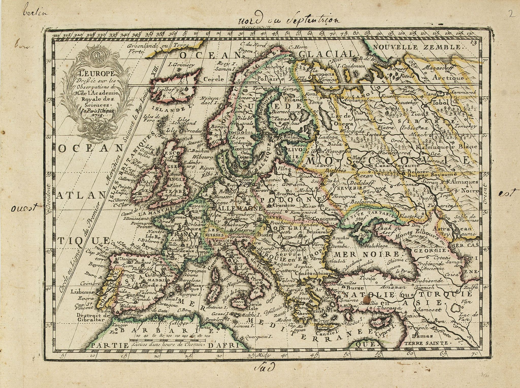 CHIQUET, J., L' Europe Dressée sur les Observations de Mrs. de l' Academie Royale des Sciences.., antique map, old maps