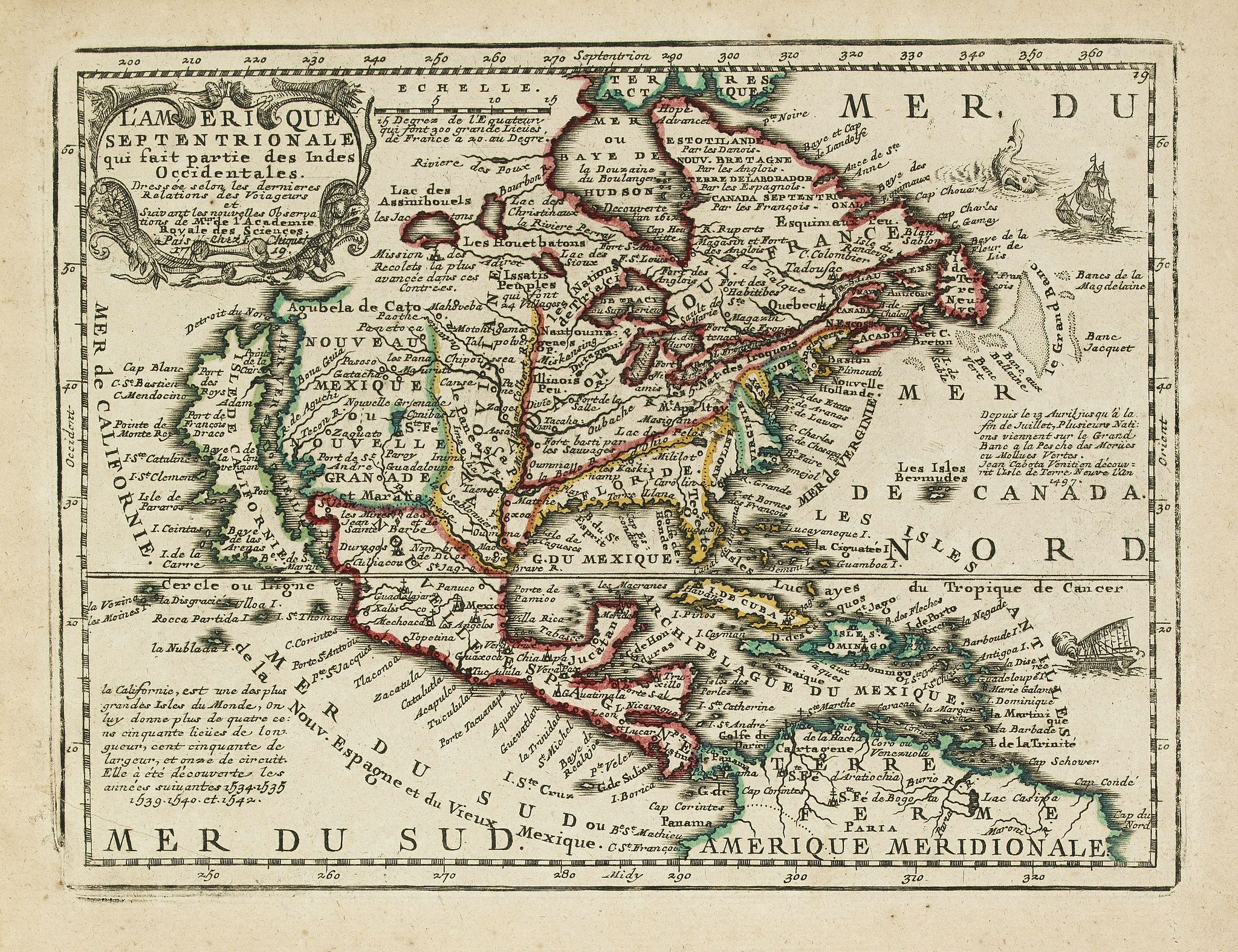CHIQUET, J., L'Amerique Septentrionale qui fait partie des Indes Occidentales.., antique map, old maps